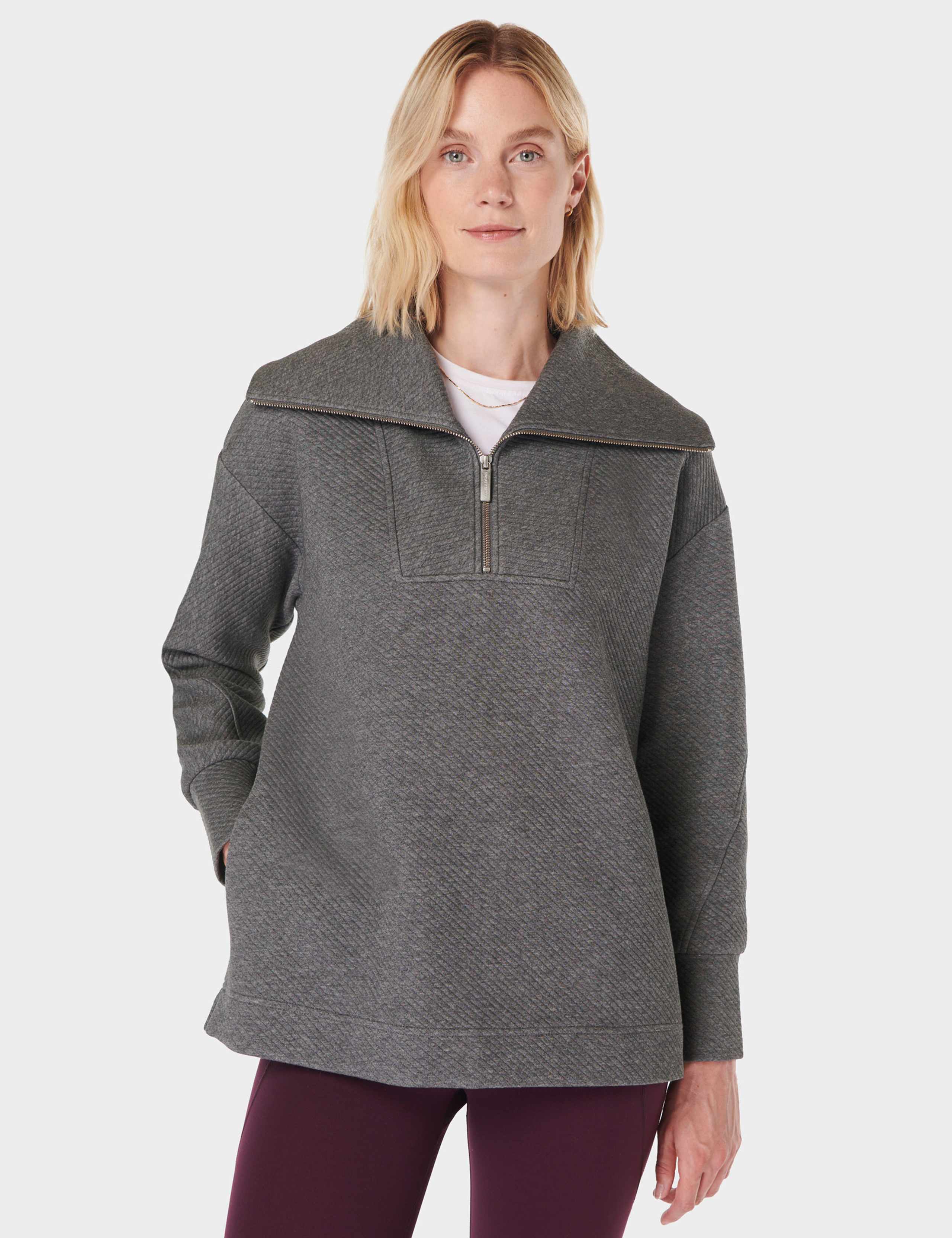 Radiant Ribbed Collared Half Zip Sweatshirt 1 of 6