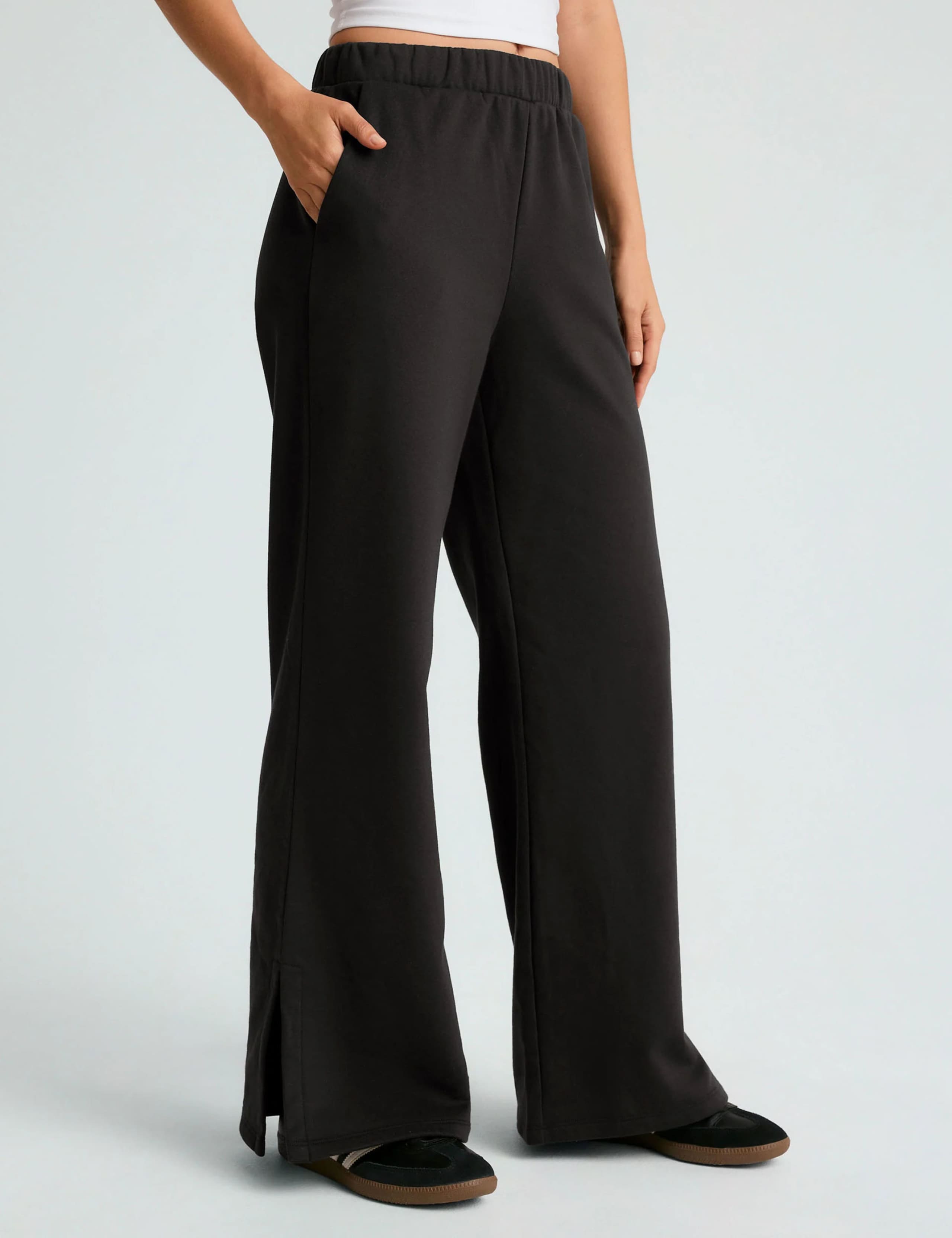 Open Ended Cotton Rich Wide Leg Joggers 4 of 5
