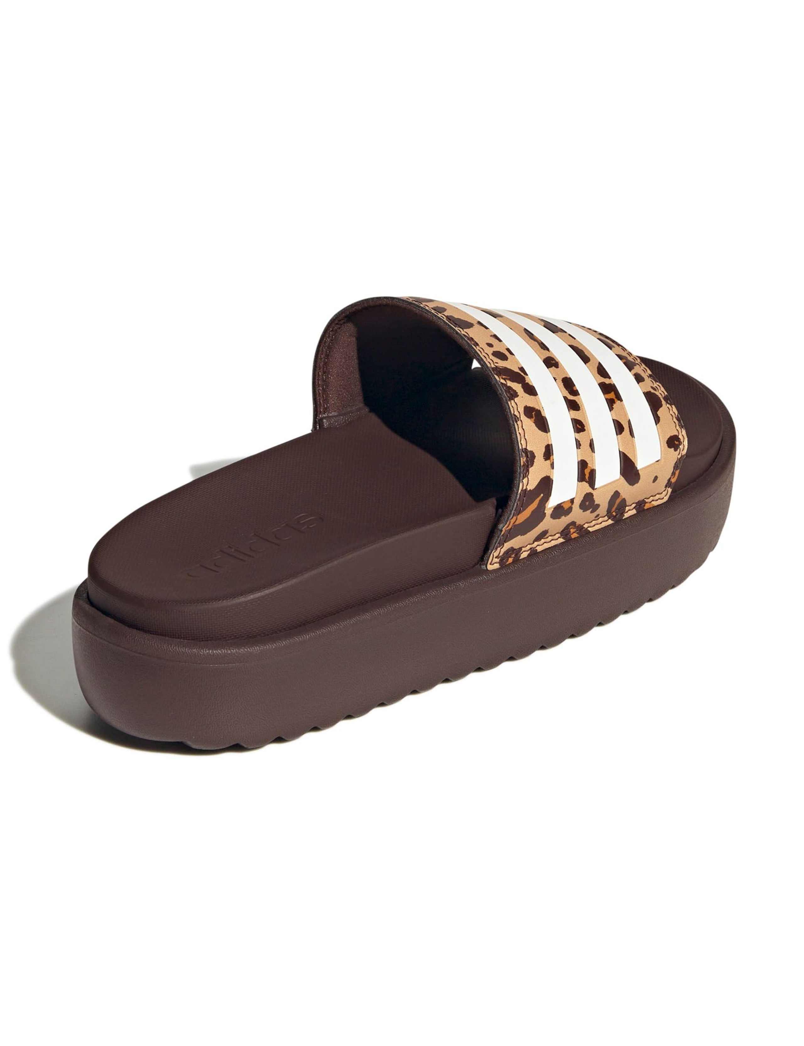 Adilette Leopard Print Flatform Sliders 4 of 8