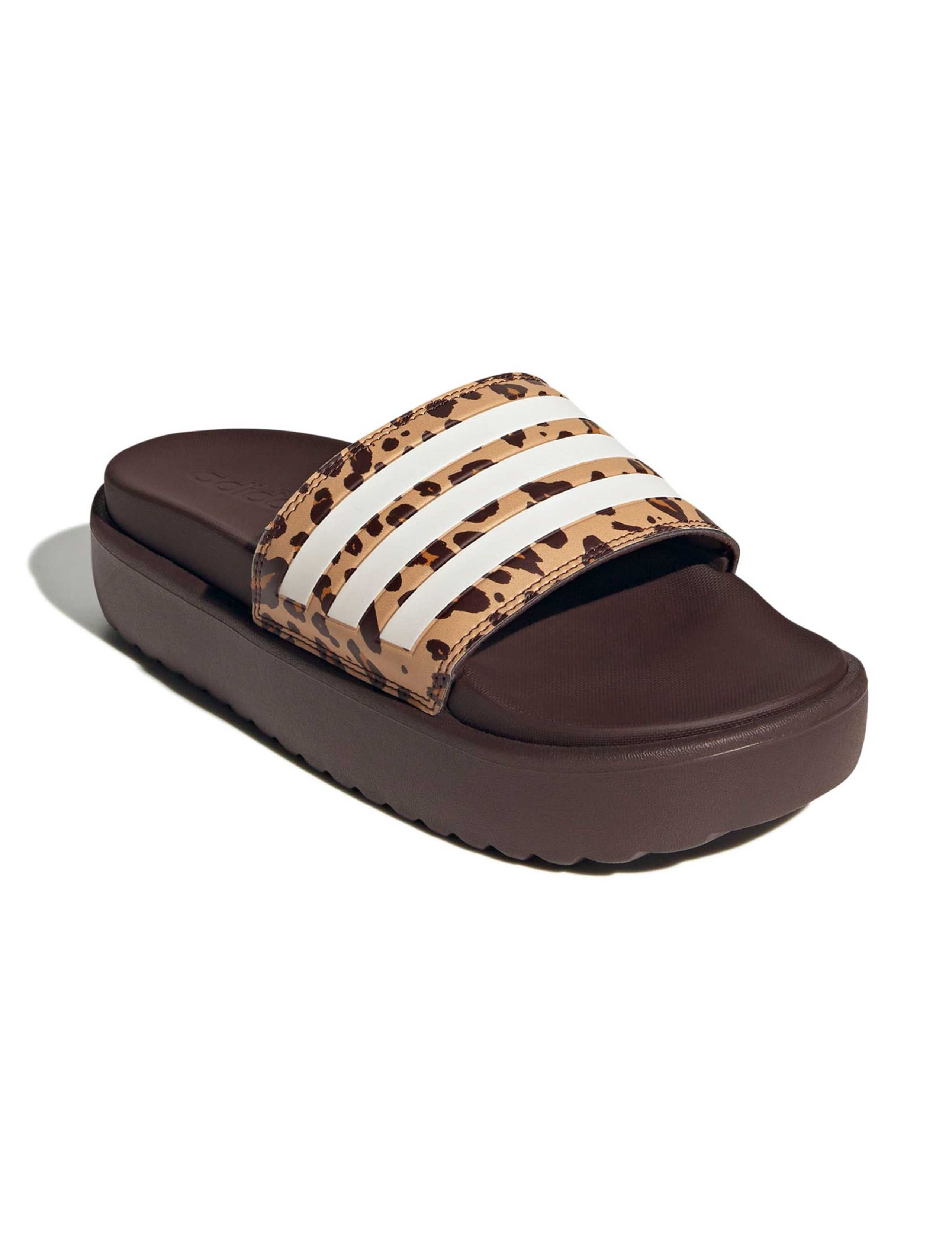Adilette Leopard Print Flatform Sliders 8 of 8