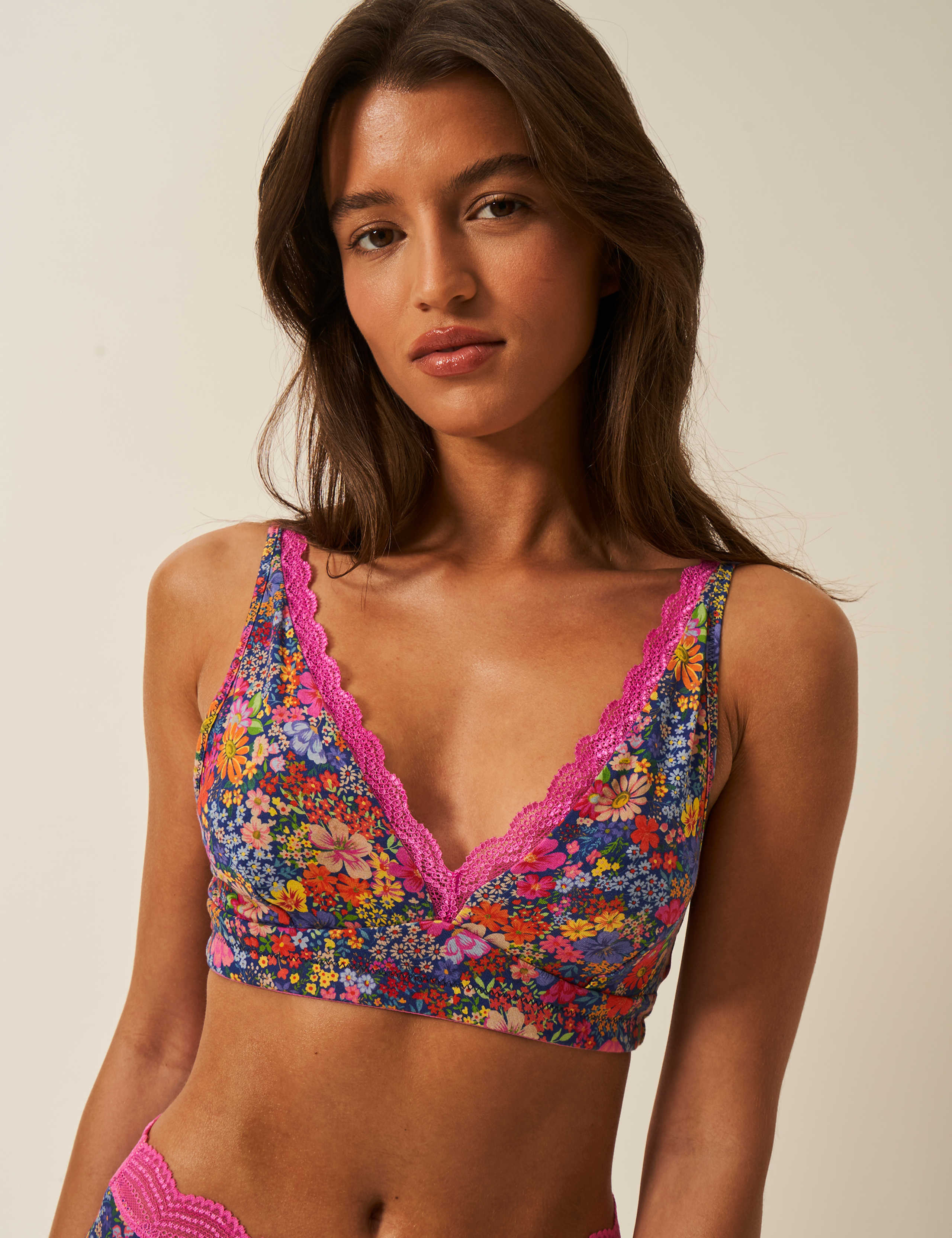 Full Bloom Modal Rich Non Wired Plunge Bralette XS-4XL 1 of 4