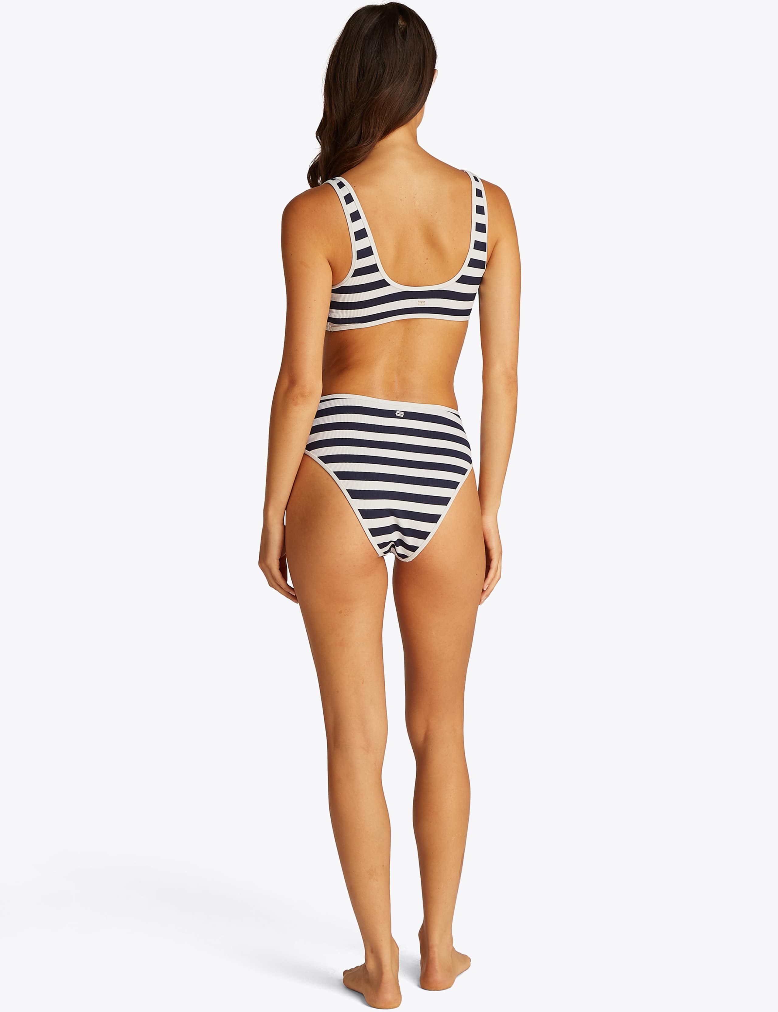 Striped Textured High Waisted Bikini Bottoms 4 of 4