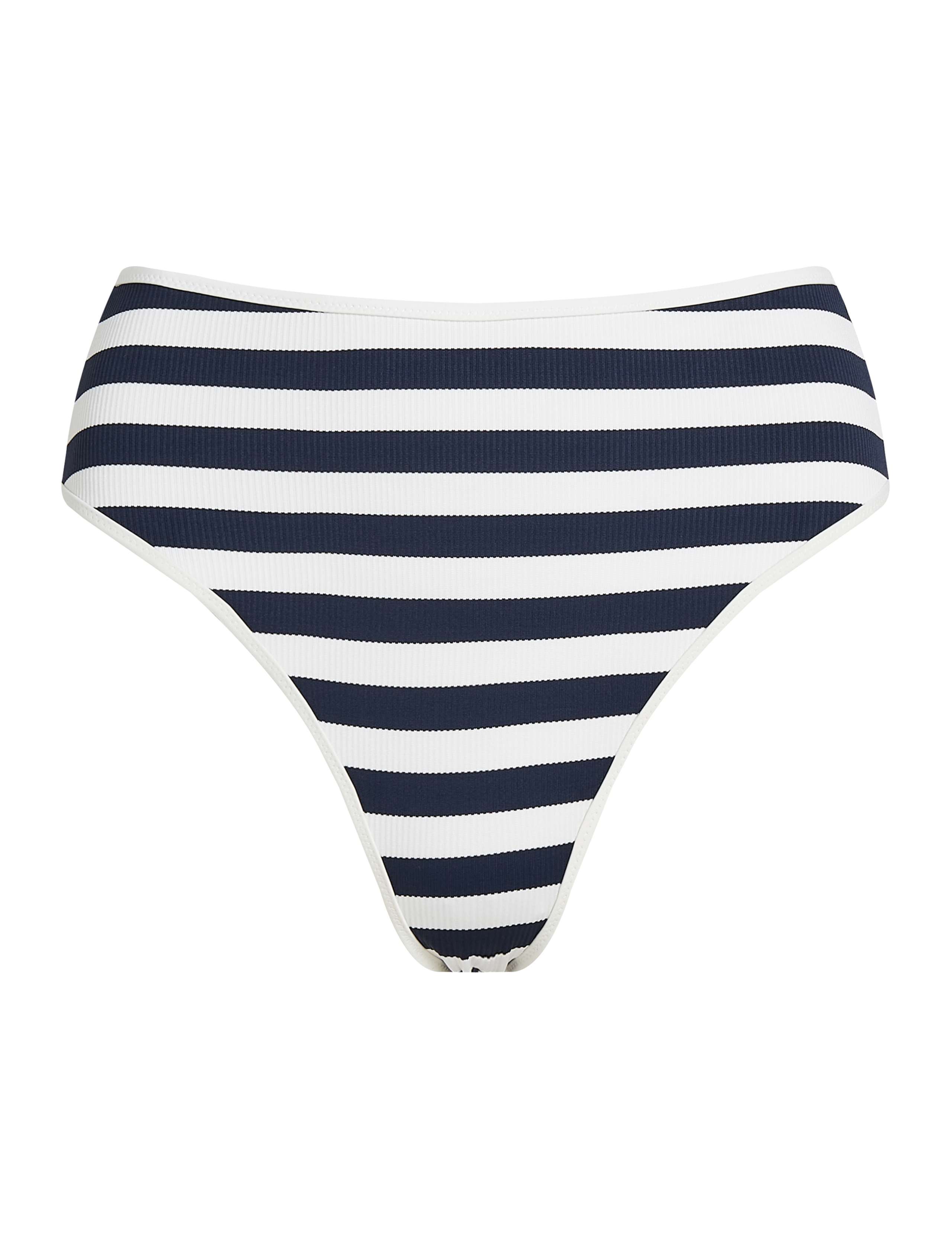 Striped Textured High Waisted Bikini Bottoms 2 of 4