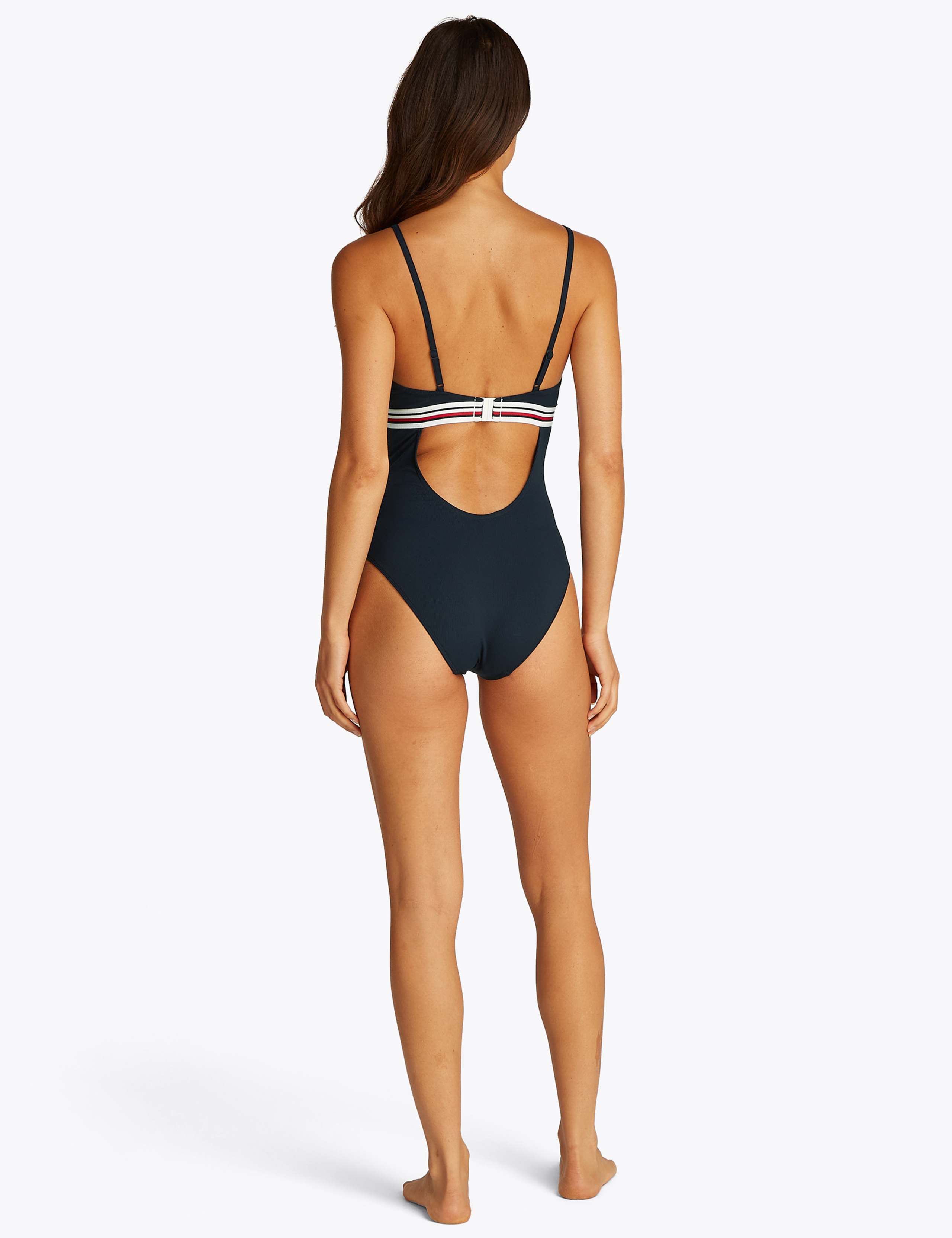 Global Stripe Ribbed V-Neck Swimsuit 4 of 4