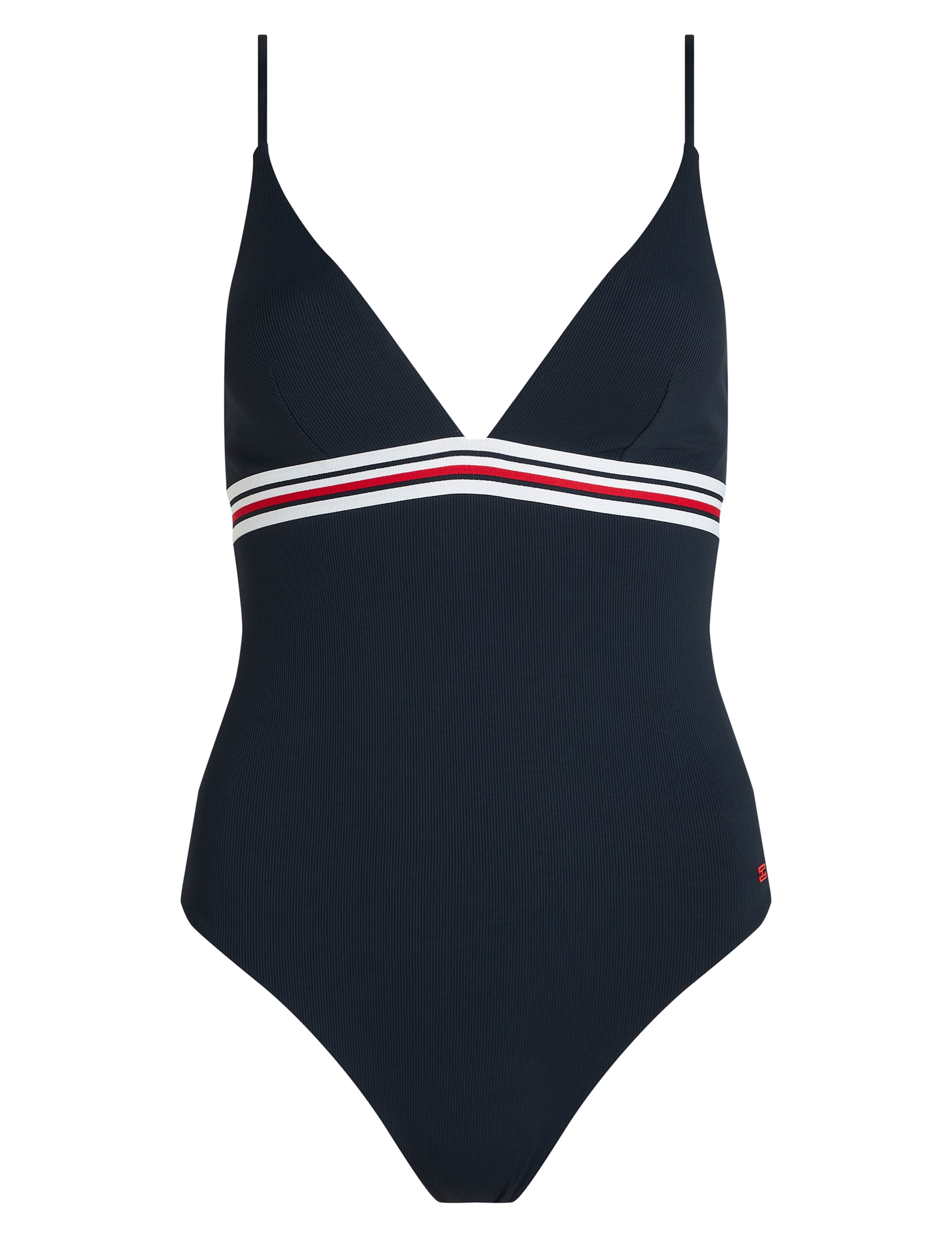 Global Stripe Ribbed V-Neck Swimsuit 2 of 4