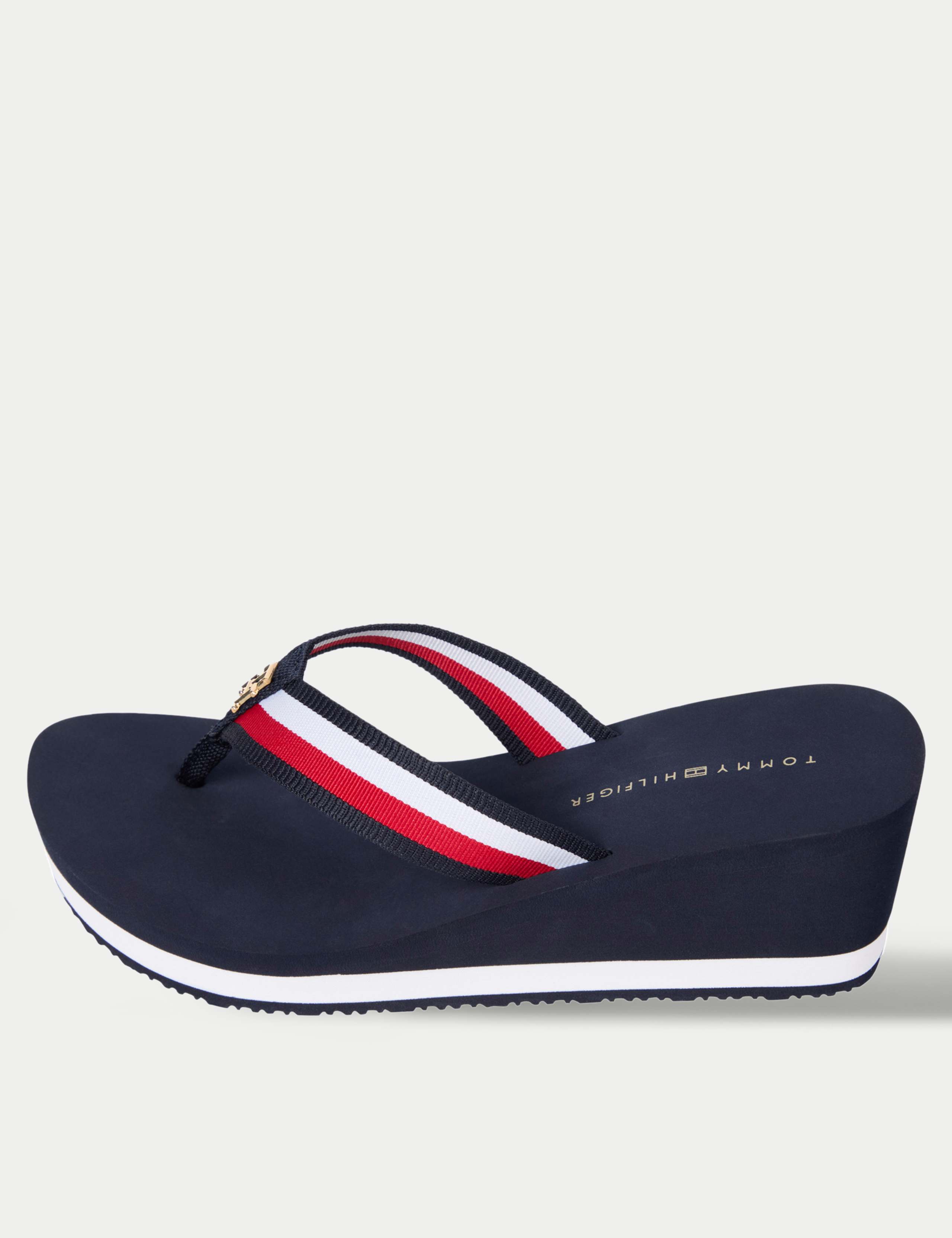 Corporate Striped Wedge Toe Thong Sandals 3 of 4