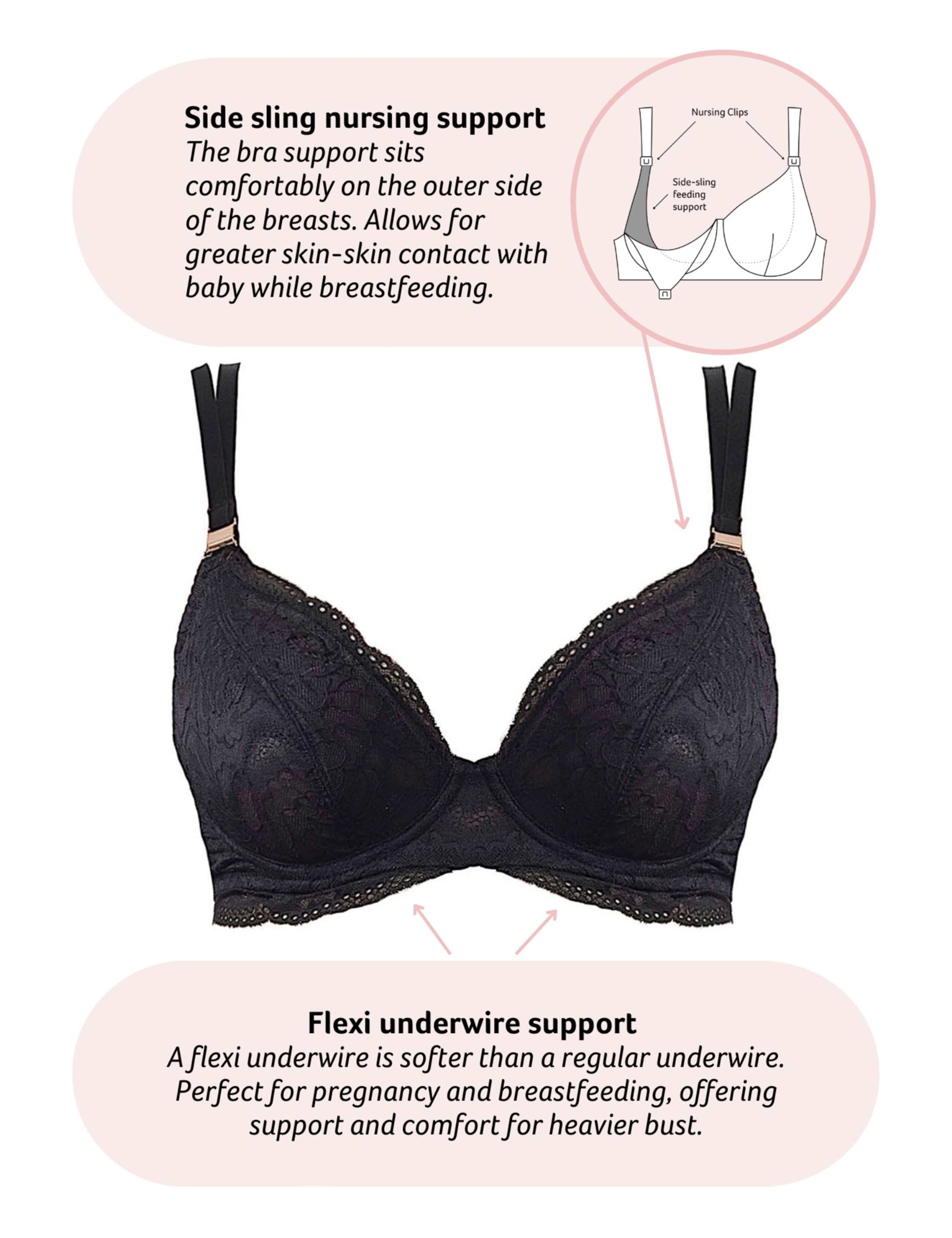 Heroine Plunge Lace Maternity Nursing Bra D-H 4 of 6