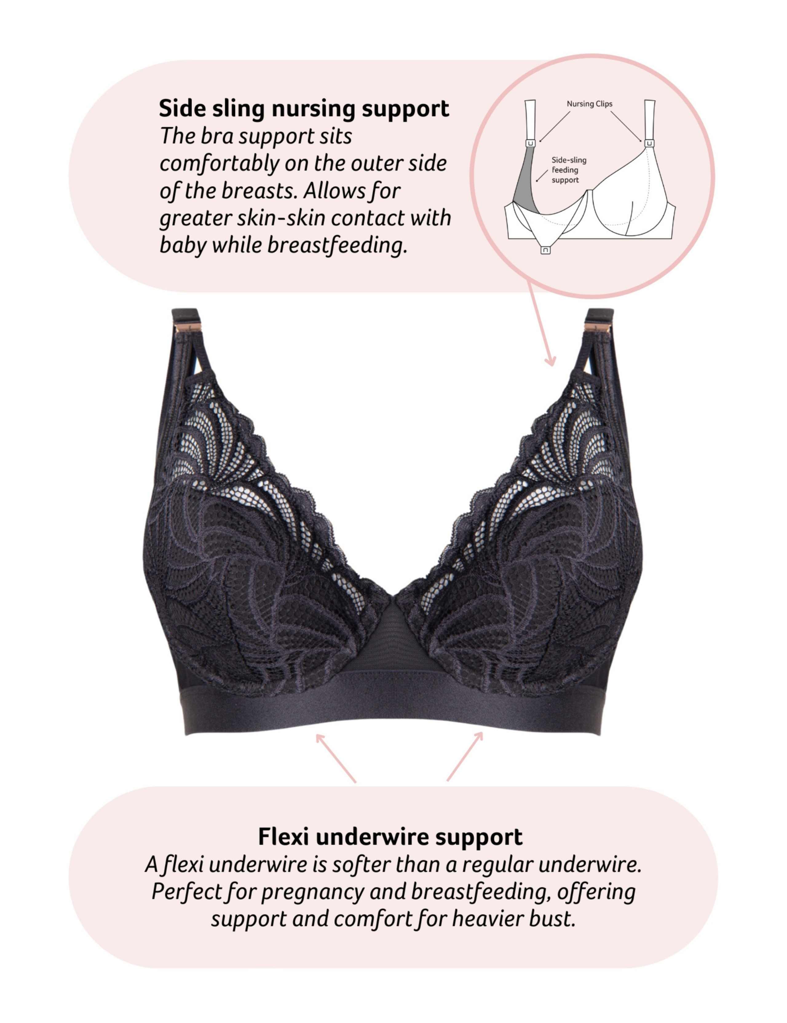 Warrior Lace Plunge Maternity Nursing Bra 2 of 6