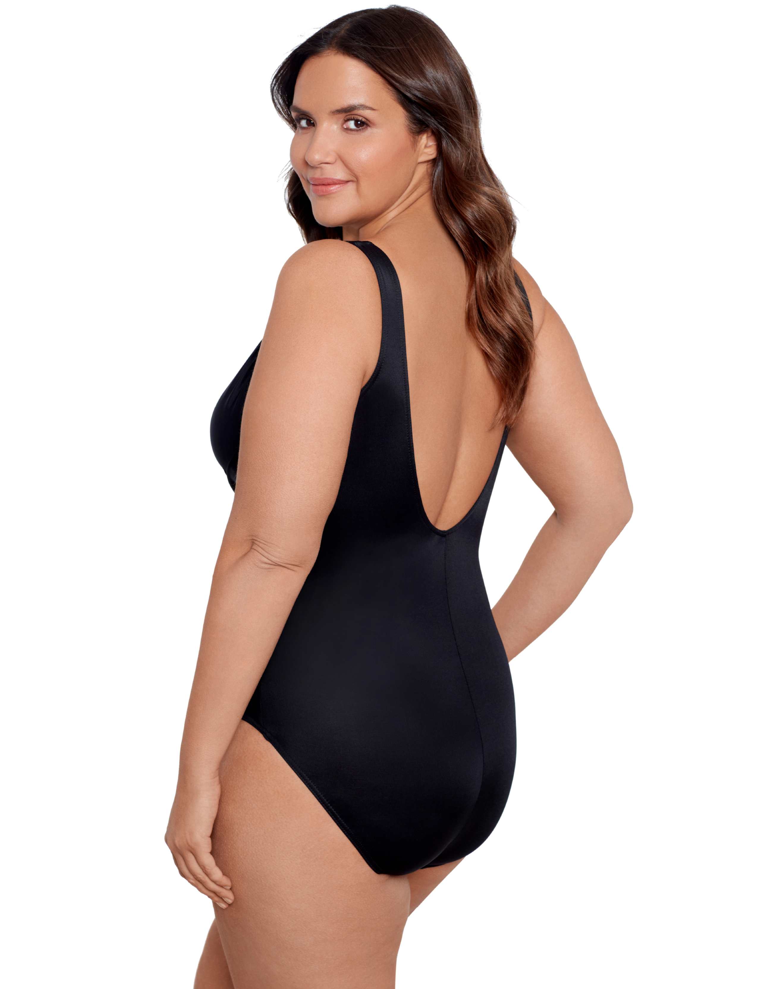 Plus Size Crossover Extra Firm Control Wrap V-Neck Shaping Swimsuit 4 of 5