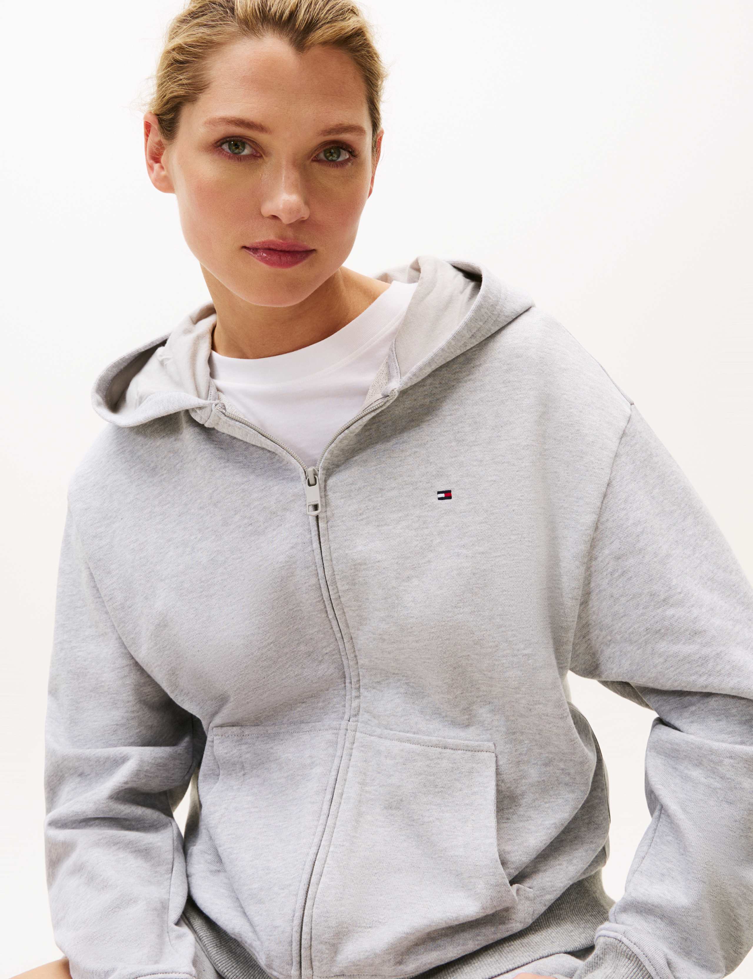 Essential Pure Cotton Zip Up Lounge Hoodie 3 of 5