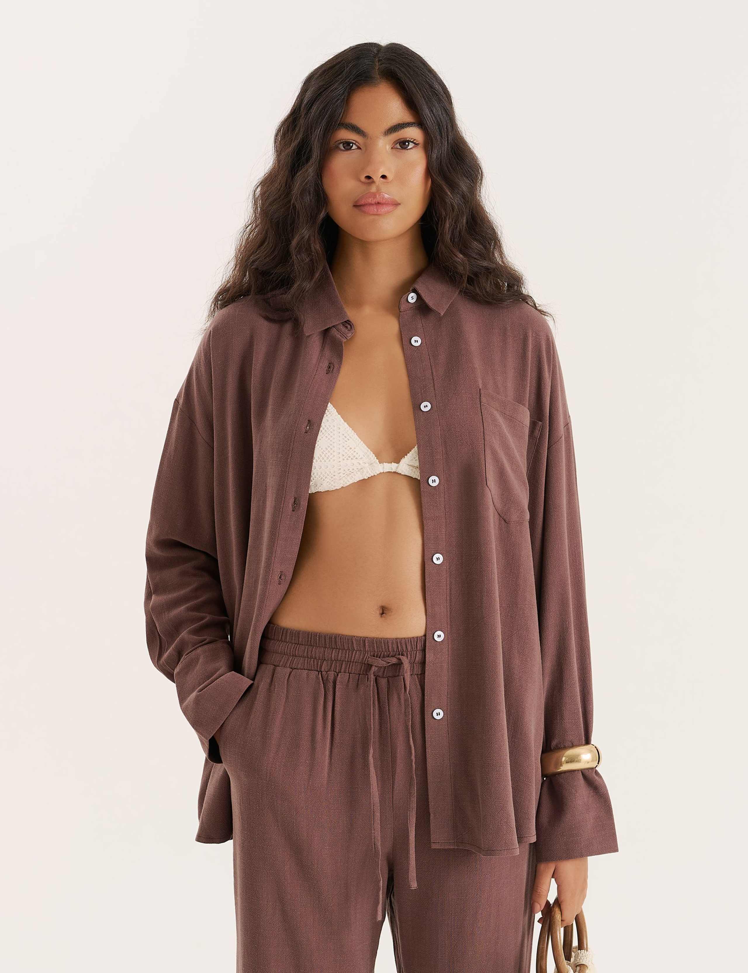 Oversized Button Through Shirt with Linen 3 of 3