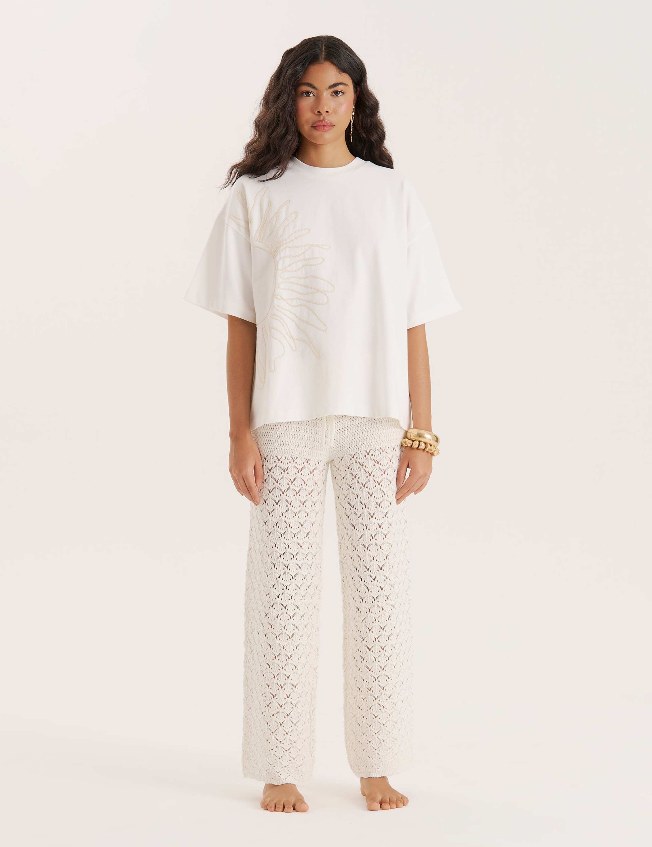 Pure Cotton Sun Embroidery Beach T-Shirt 2 of 4