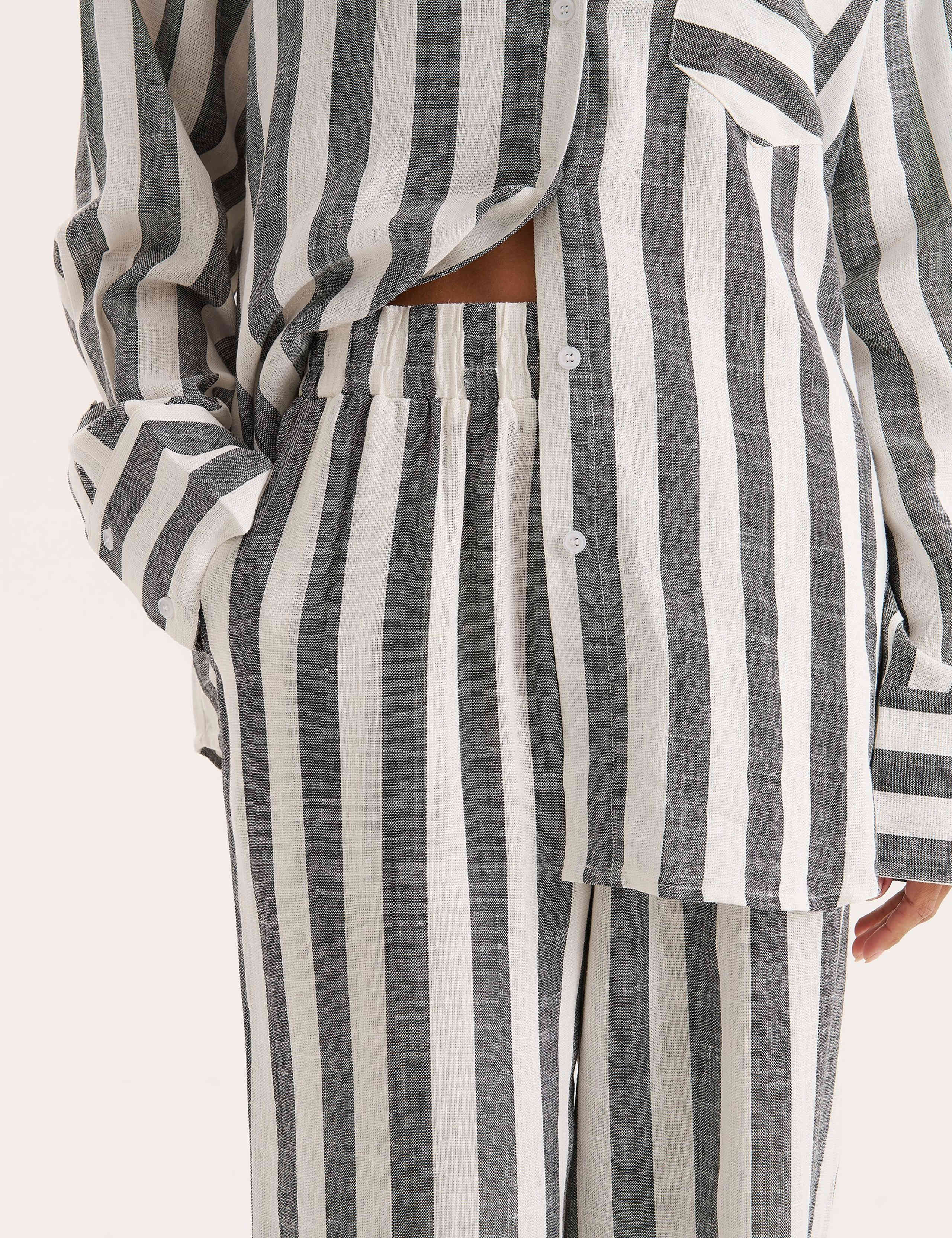 Linen Blend Striped Beach Trousers 3 of 5