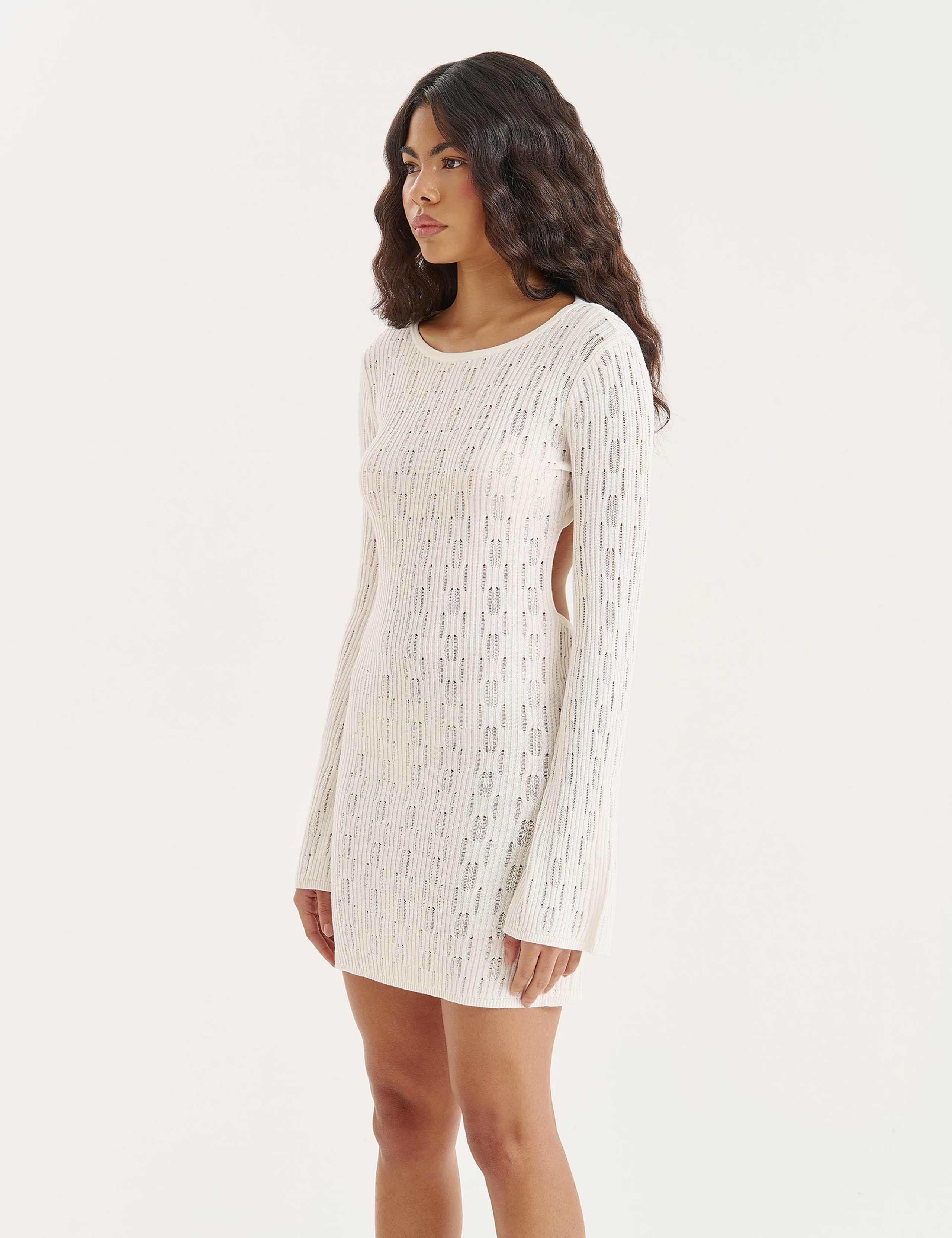 Knitted Open Back Beach Dress with Lyocell 2 of 5