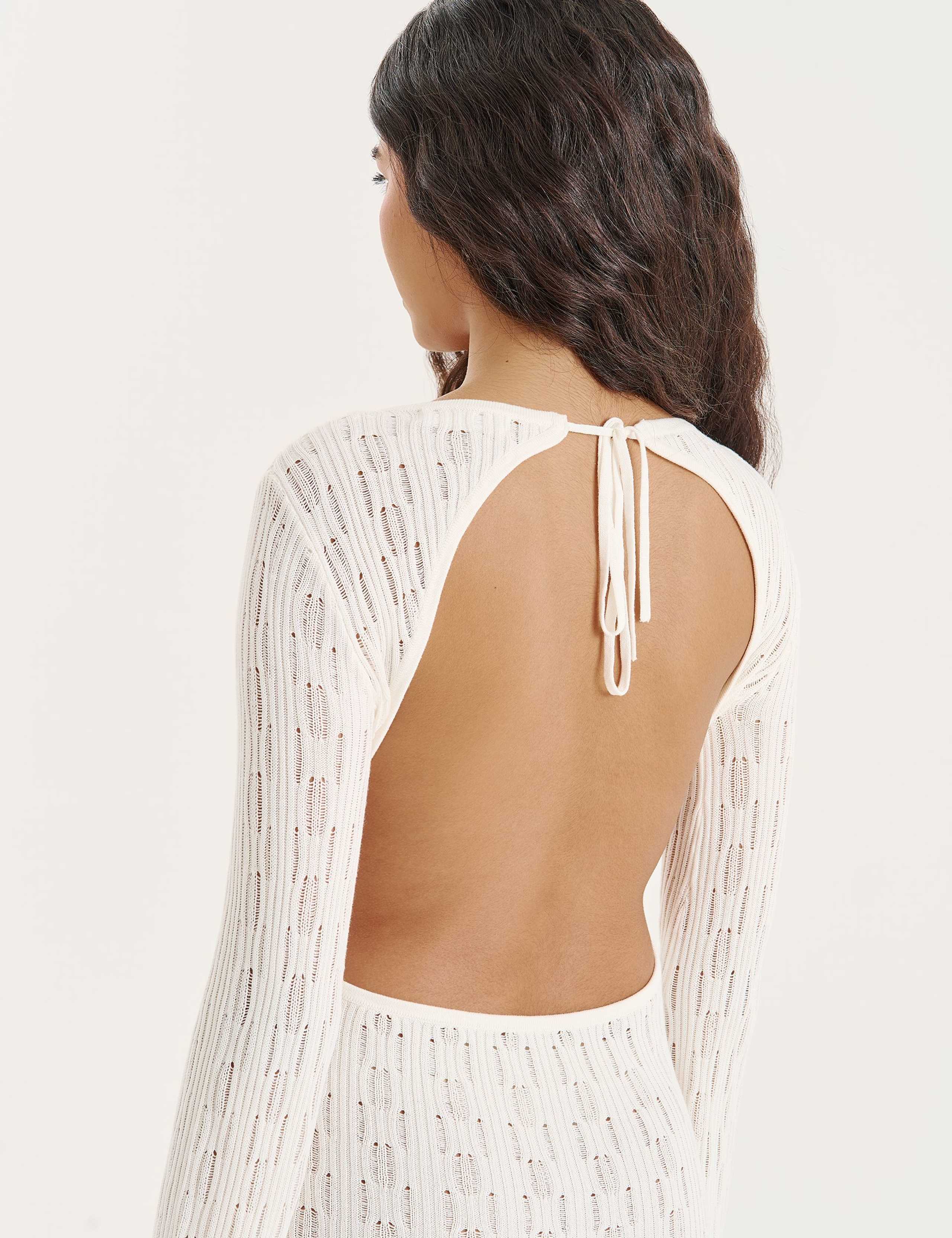 Knitted Open Back Beach Dress with Lyocell 5 of 5