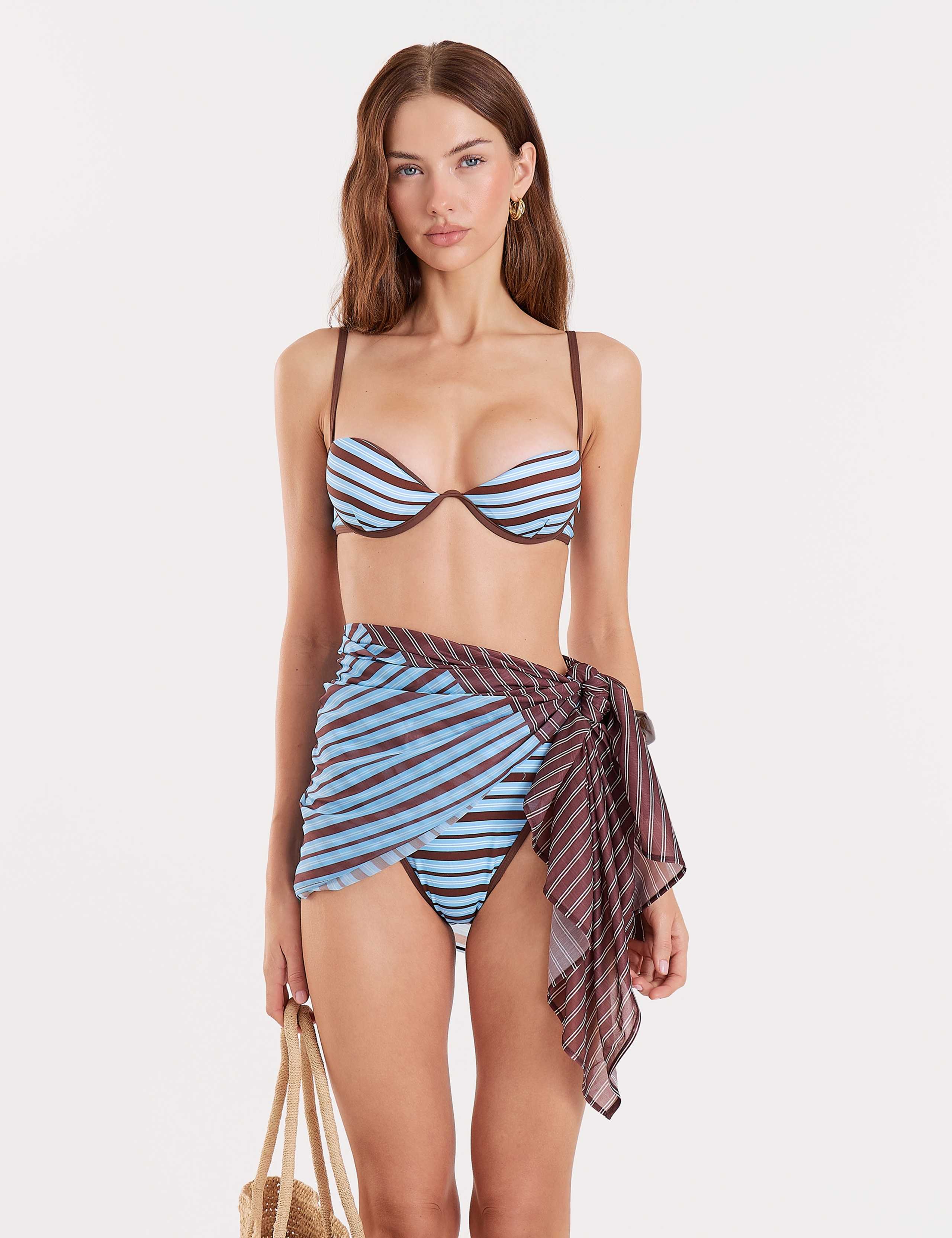 Striped High Leg Bikini Bottoms 1 of 6