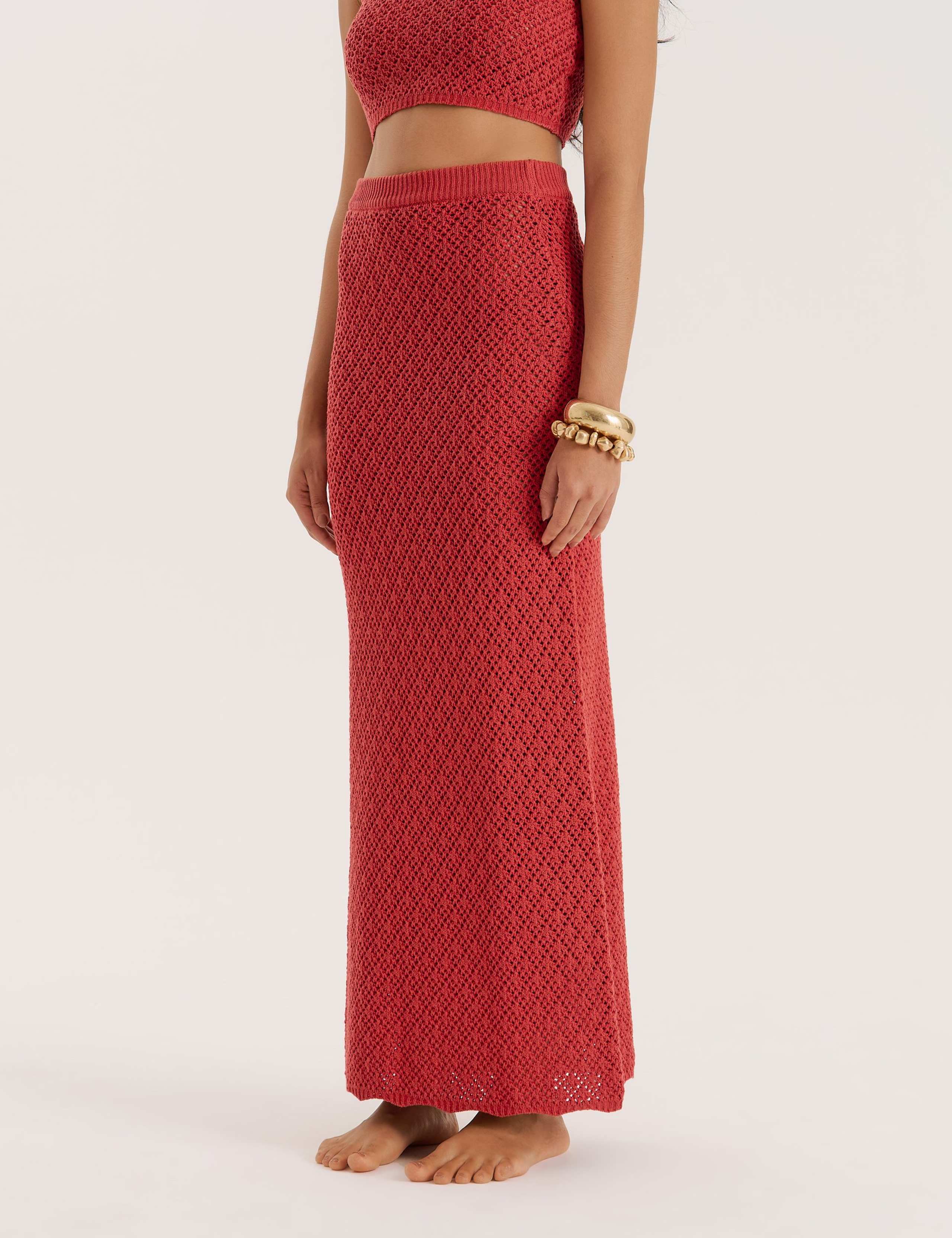 Cotton Blend Knitted Maxi Skirt 4 of 5