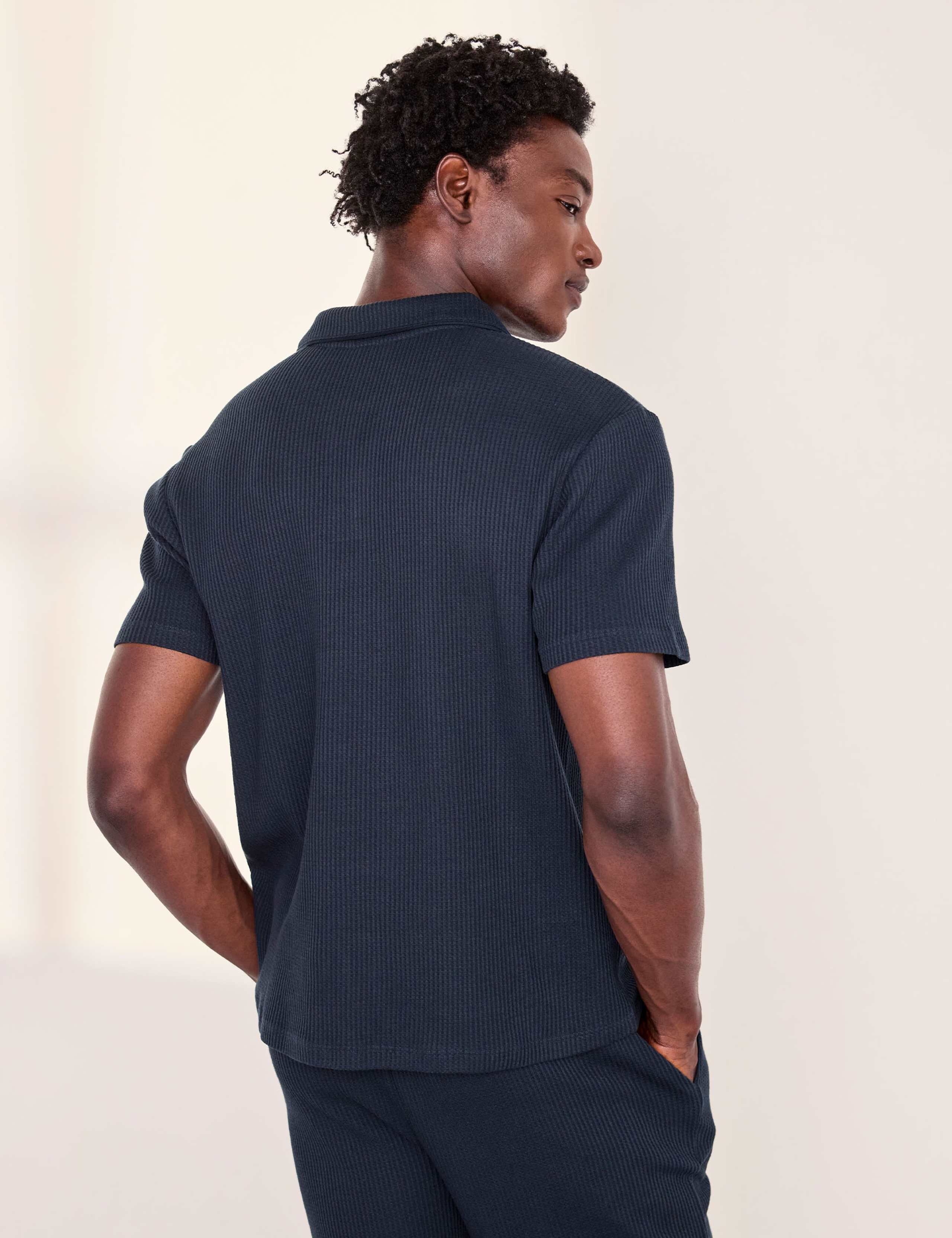 Cotton Rich Waffle Polo Collar Pyjama Top 3 of 6