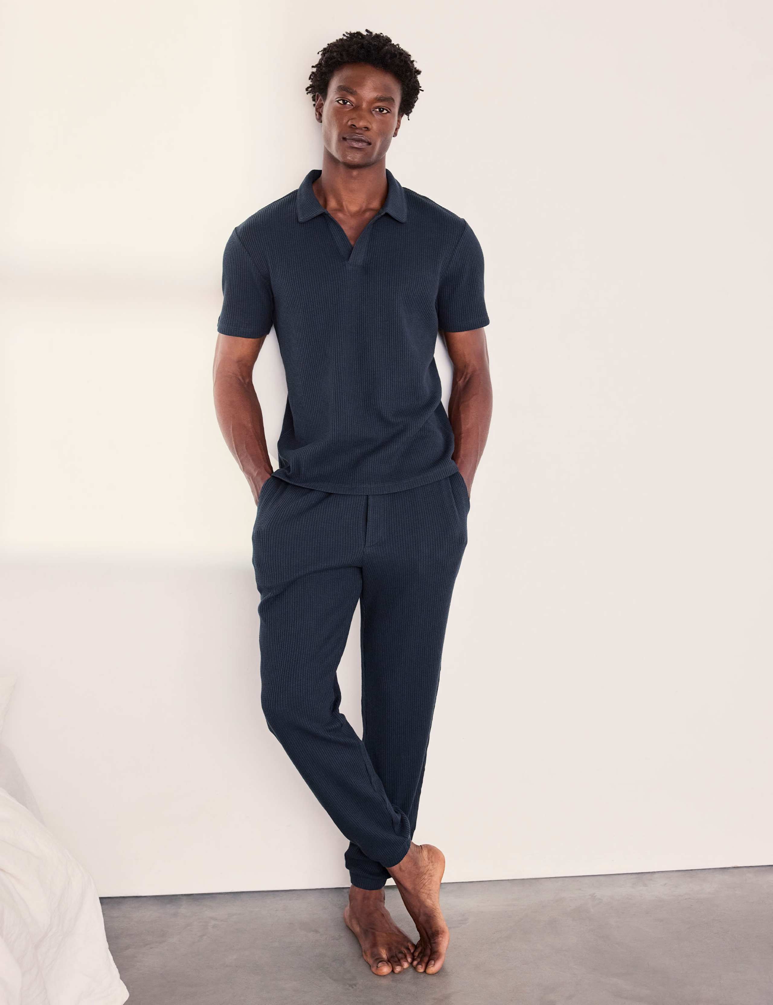 Cotton Rich Waffle Polo Collar Pyjama Top 4 of 6