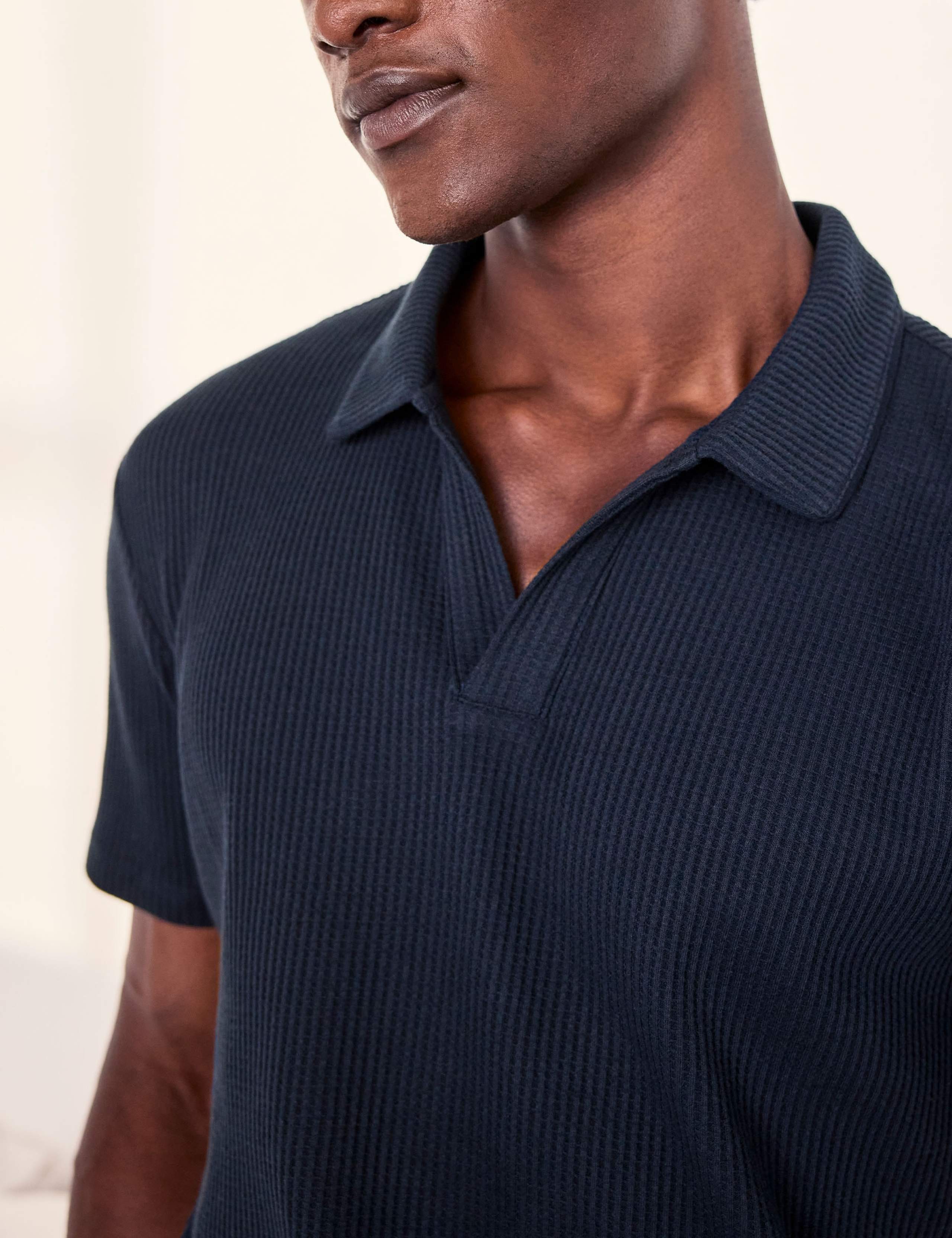 Cotton Rich Waffle Polo Collar Pyjama Top 5 of 6