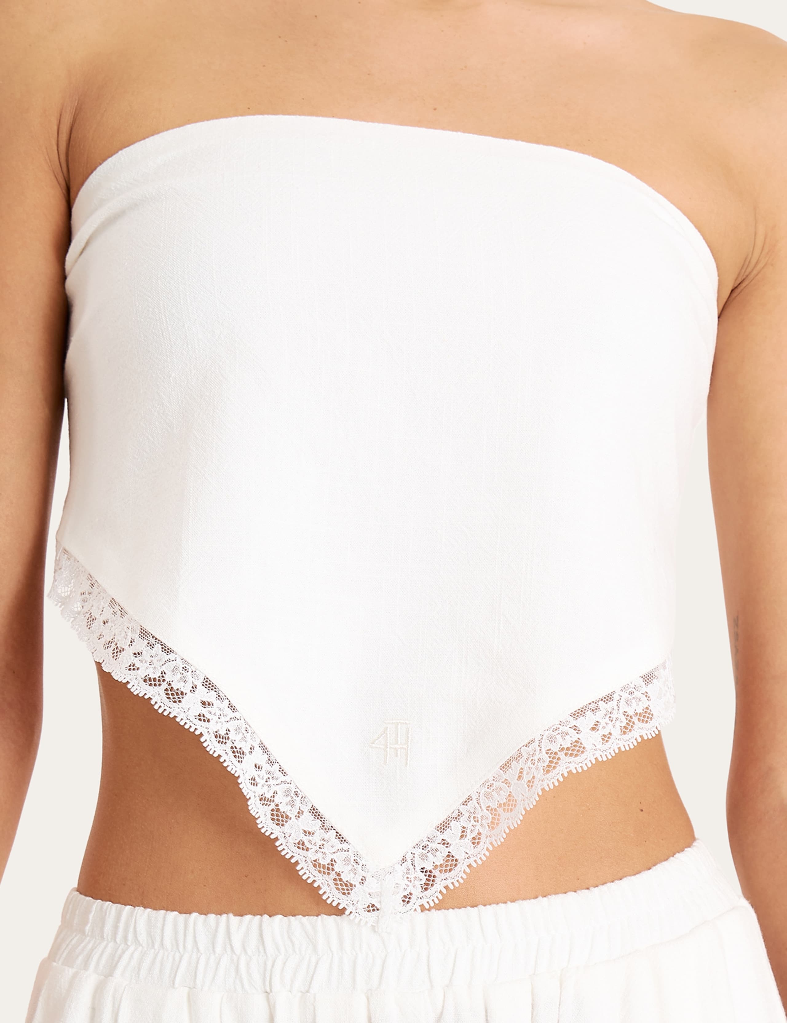 Bandeau Lace Detail Tie Back Scarf Top 3 of 9