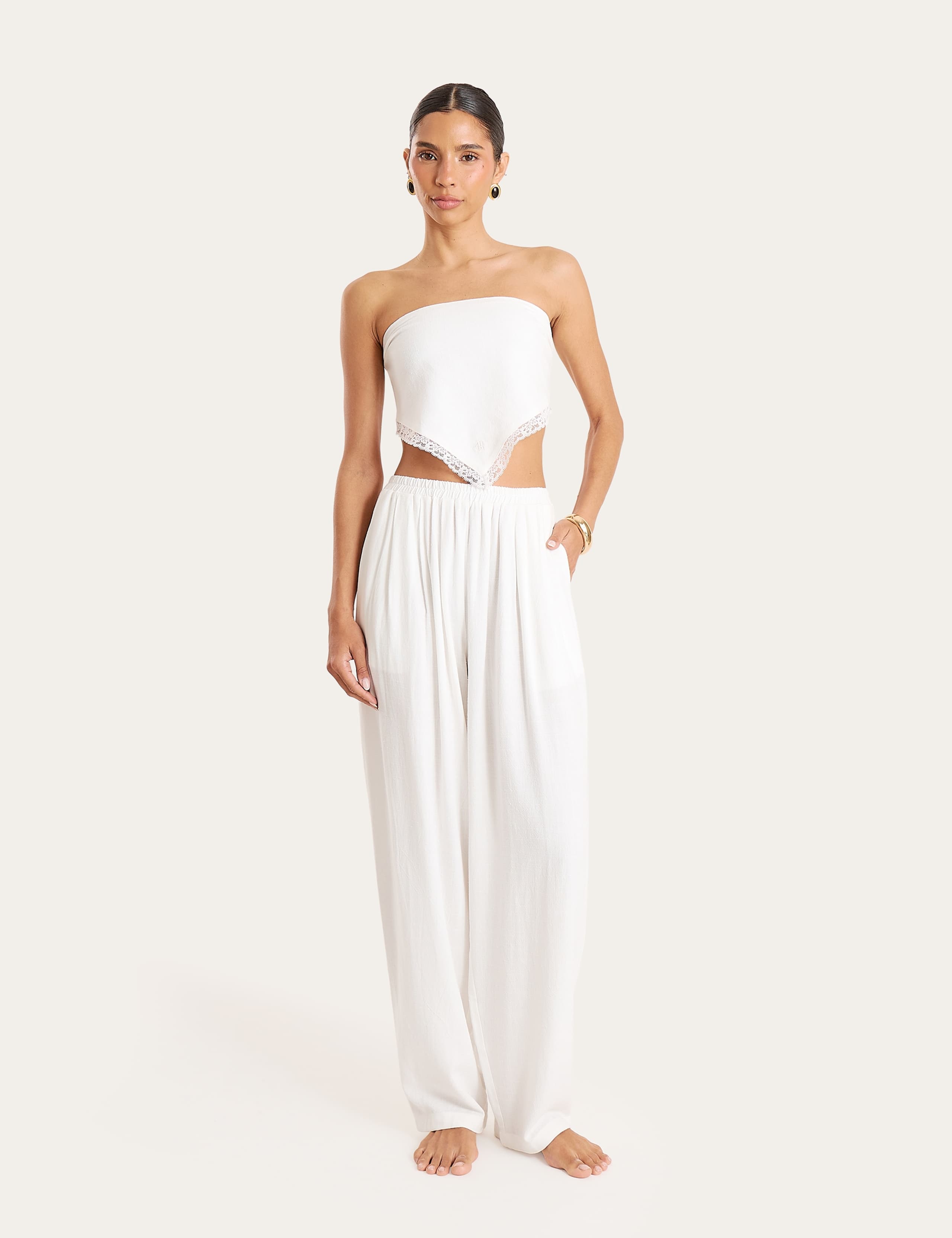 Bandeau Lace Detail Tie Back Scarf Top 9 of 9