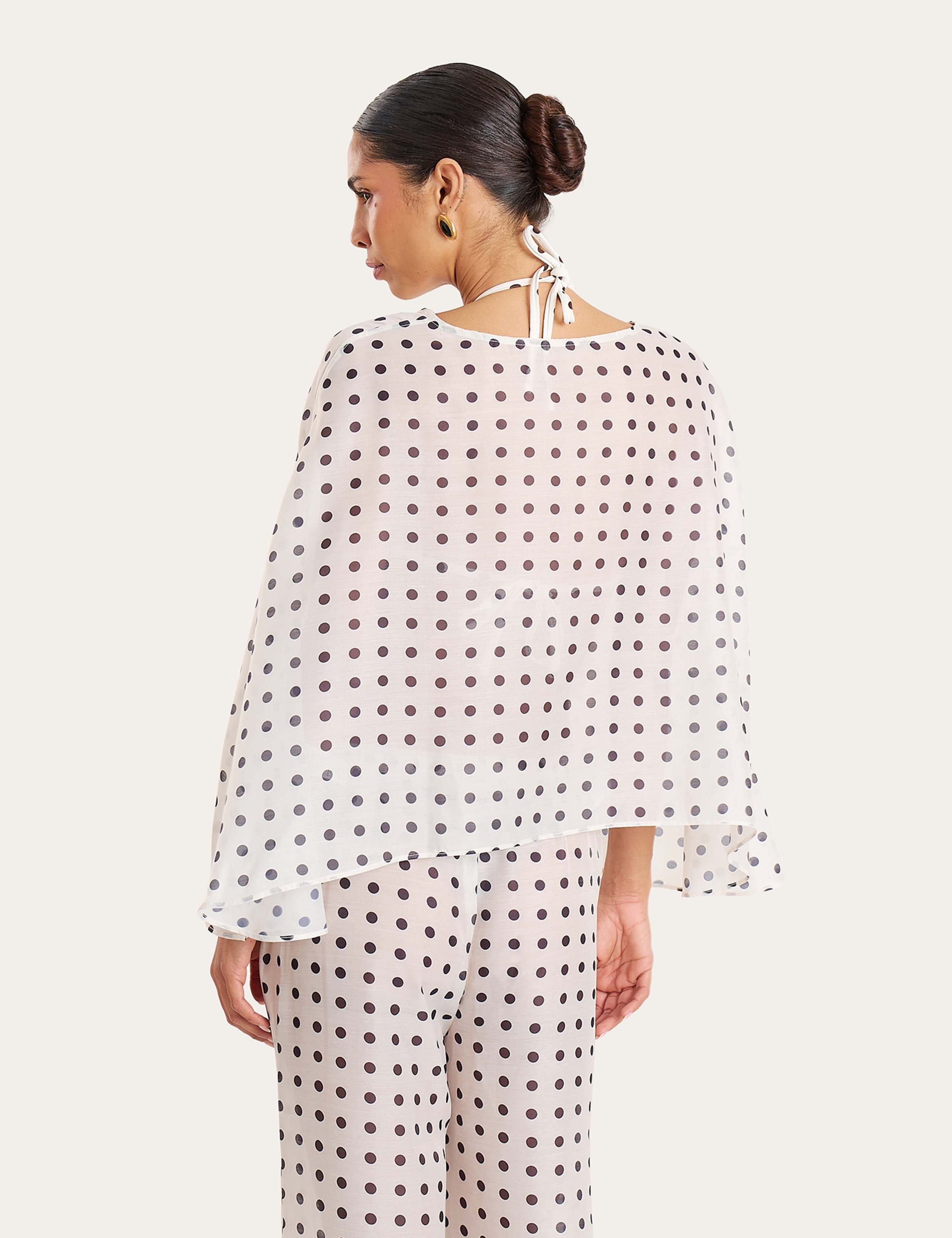 Polka Dot Crew Neck Beach Cover Up Kaftan 5 of 12