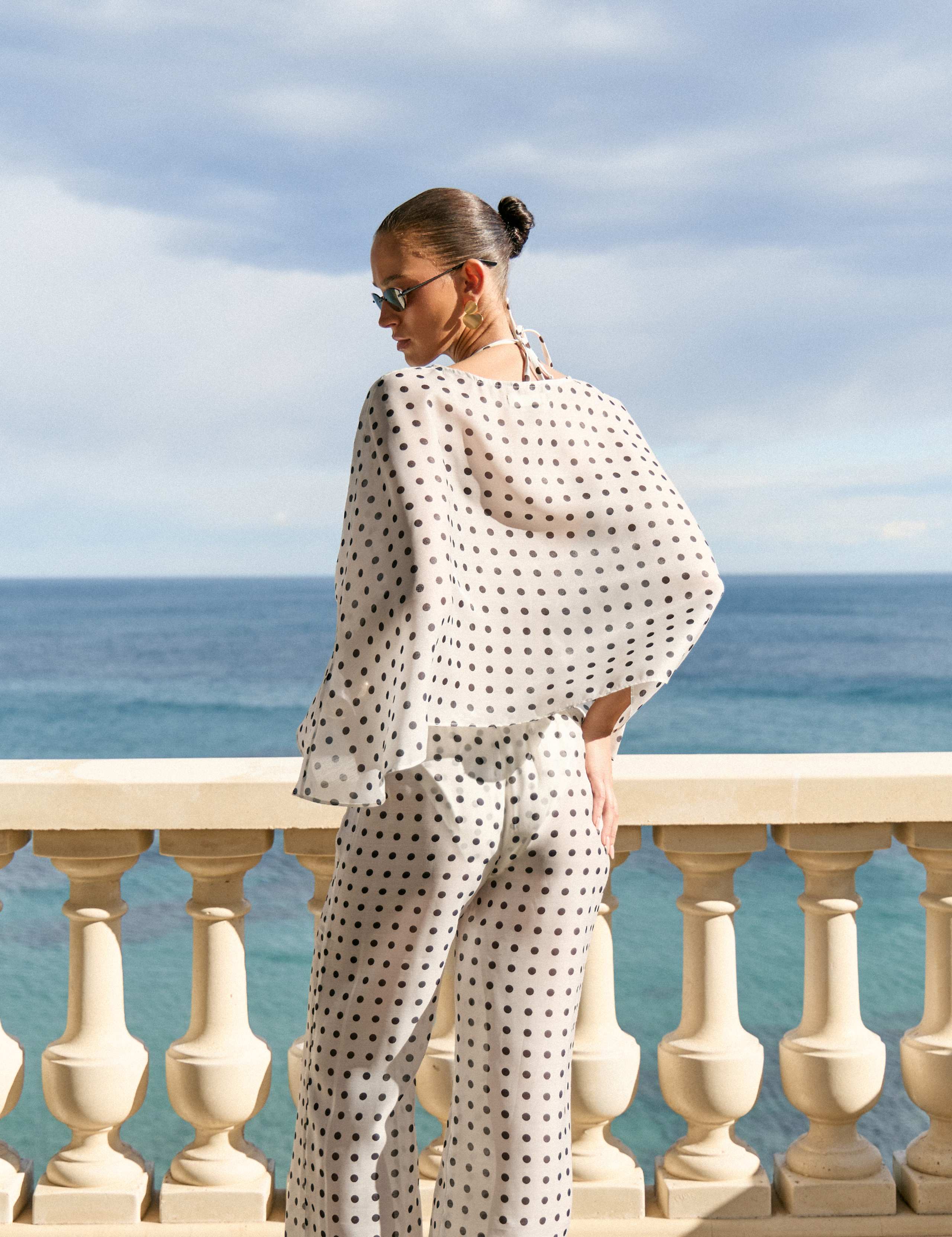 Polka Dot Crew Neck Beach Cover Up Kaftan 6 of 12