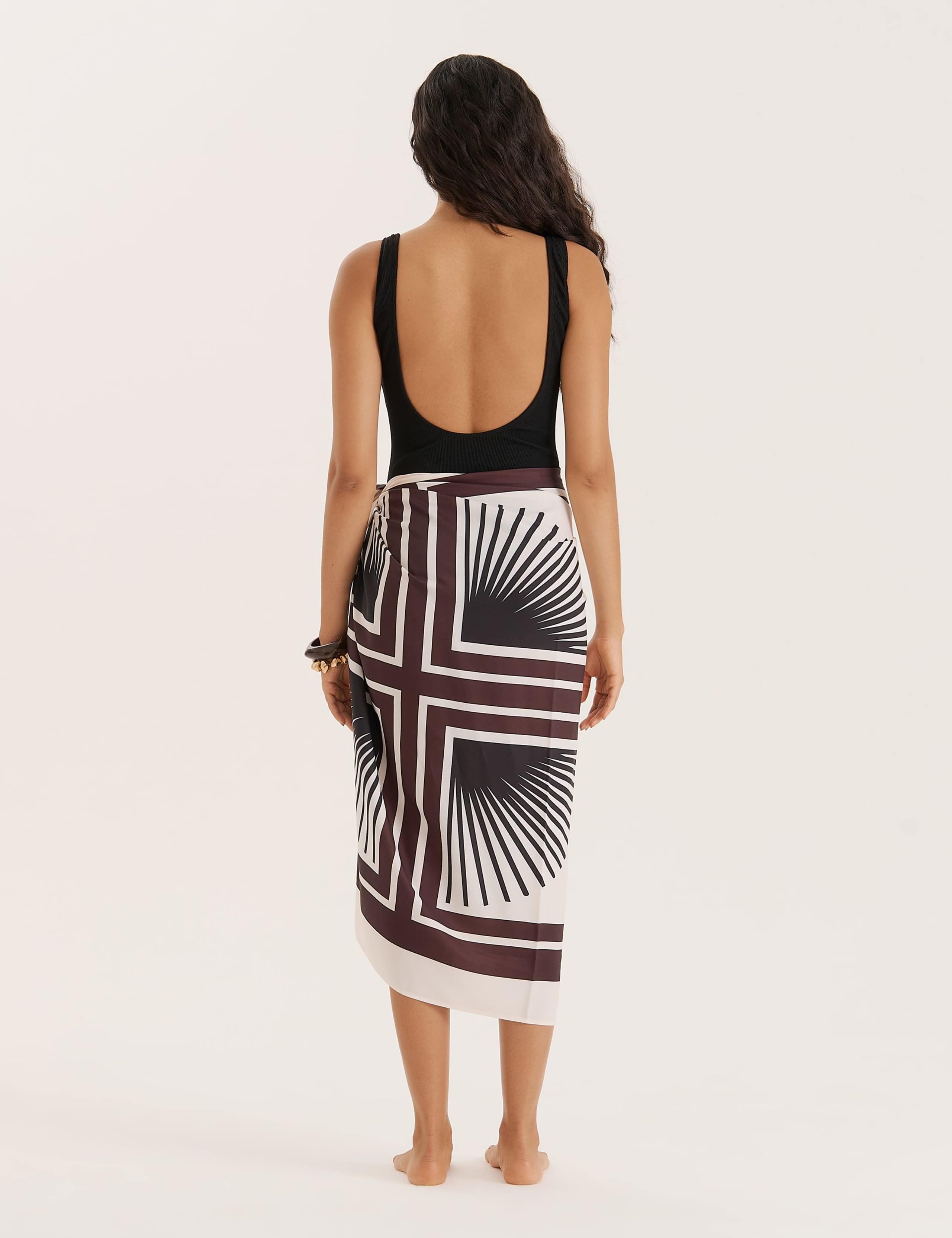 Printed Beach Cover Up Sarong with Linen 2 of 4