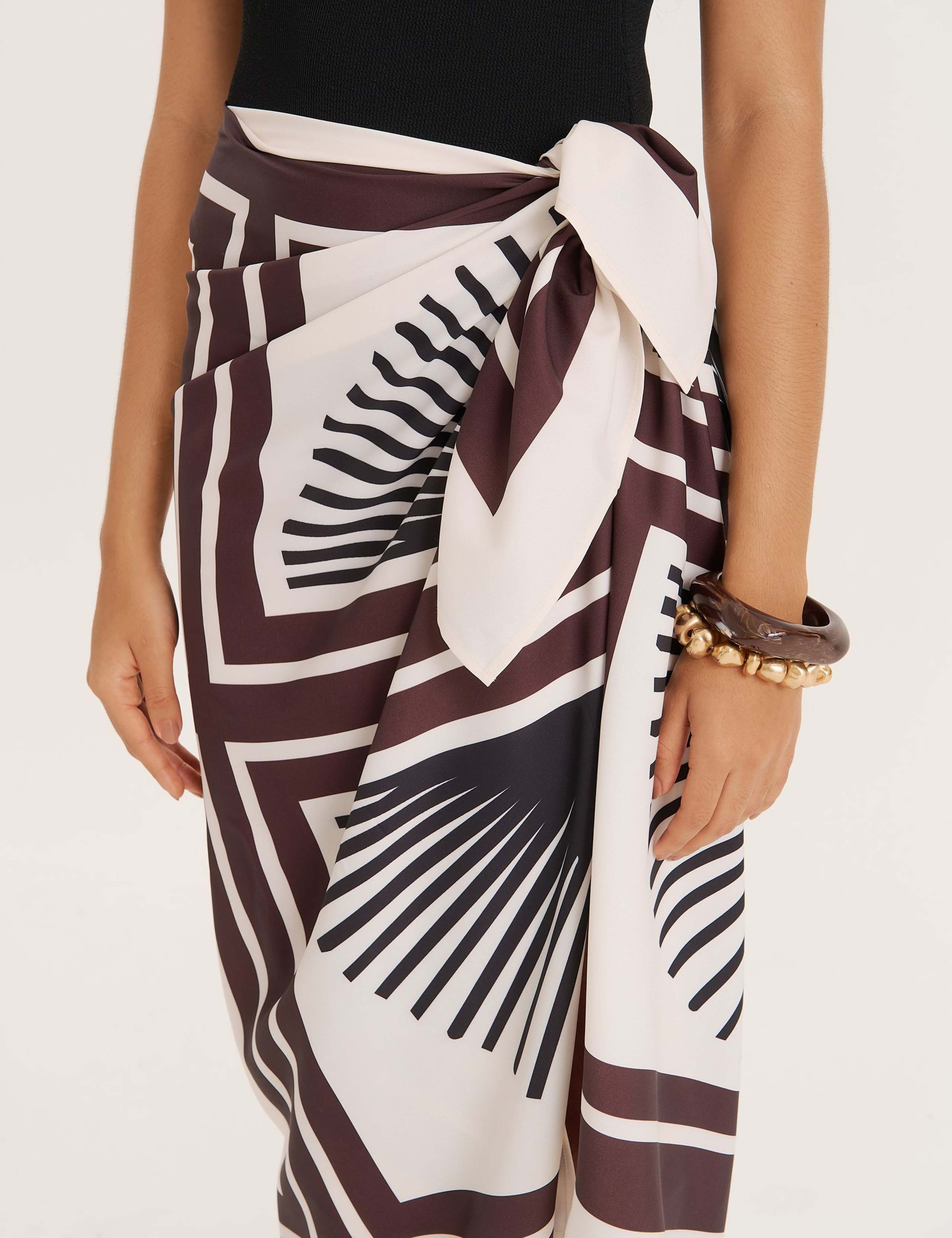 Printed Beach Cover Up Sarong with Linen 4 of 4