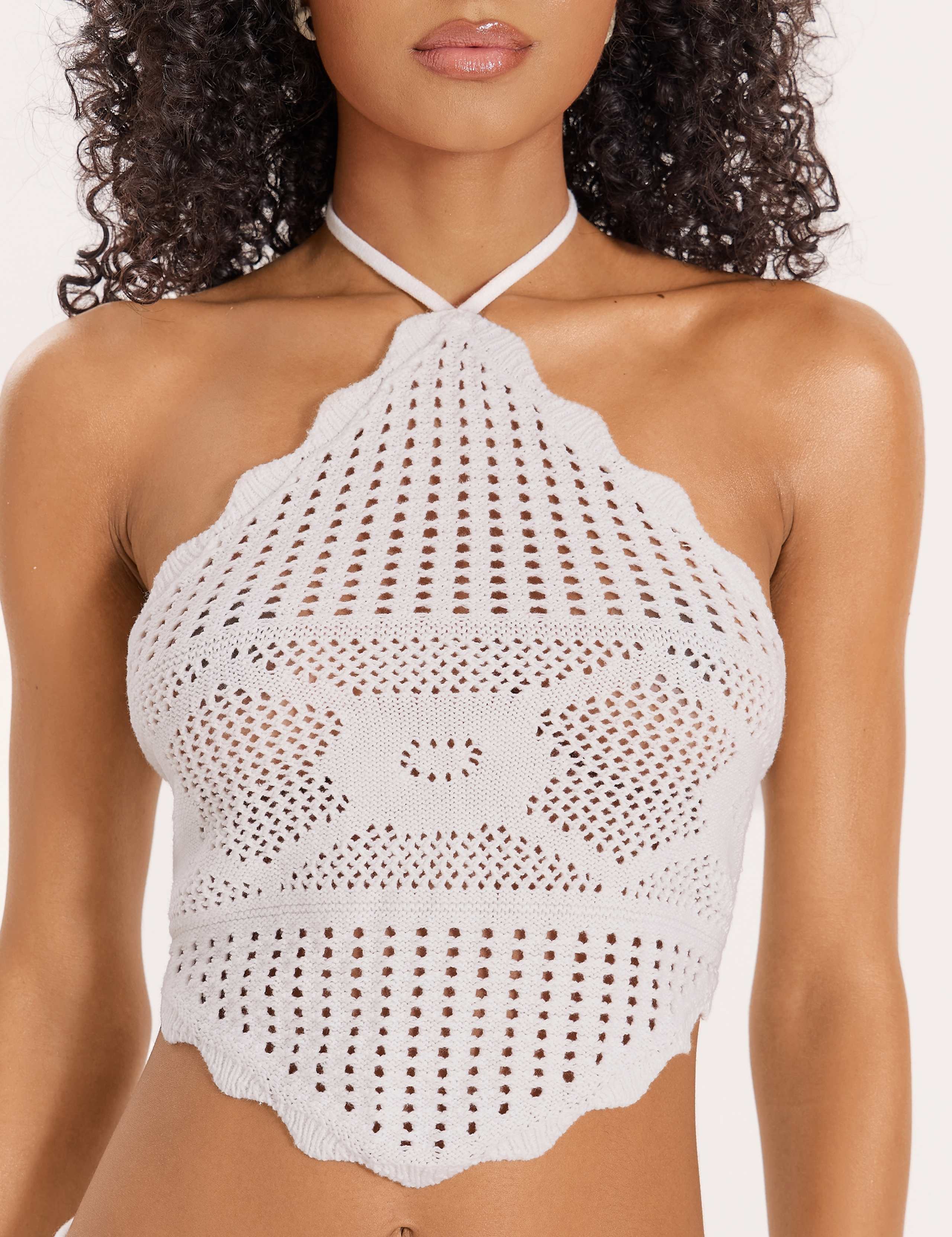 Pure Cotton Openstitch Halter Neck Crop Top 3 of 11