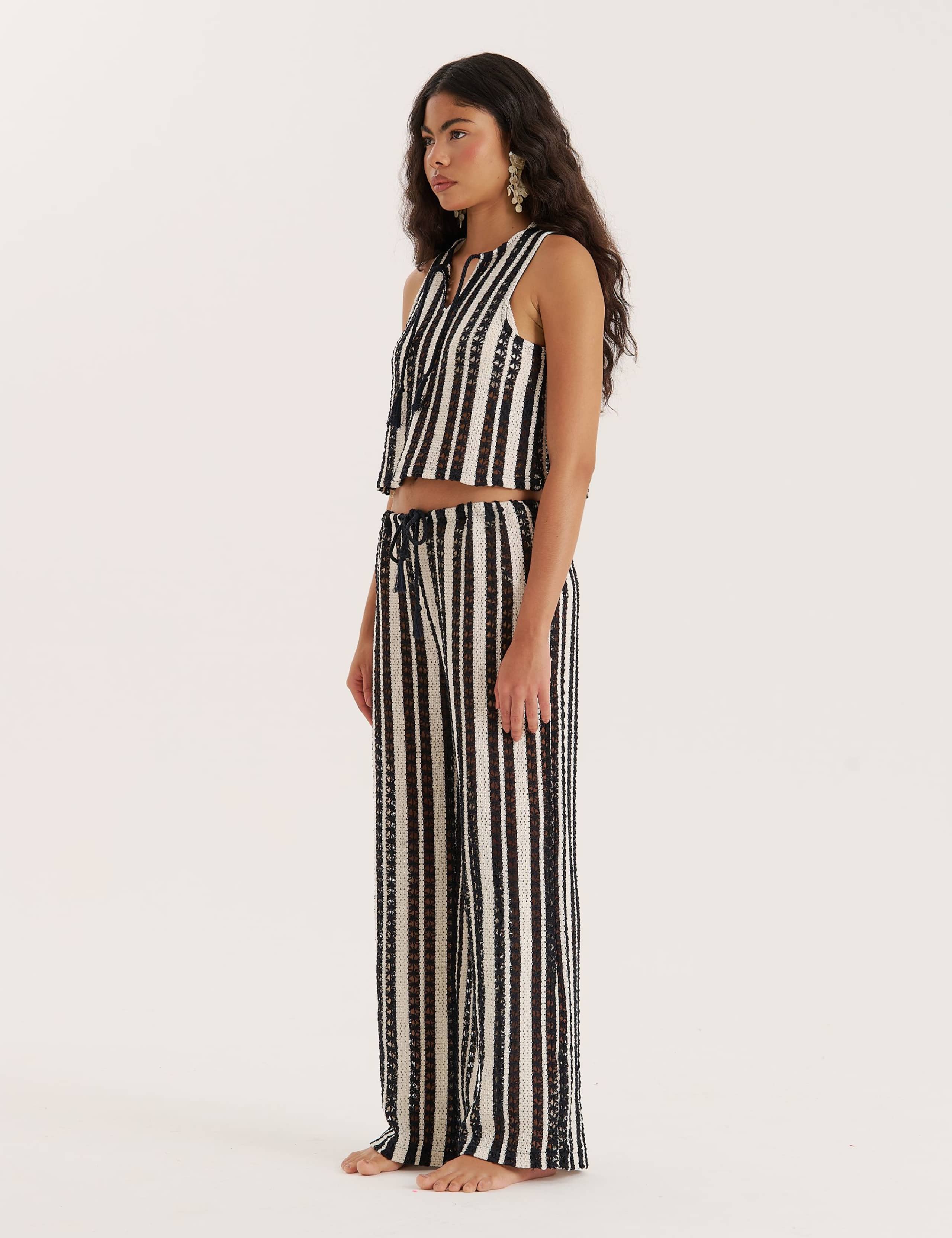 Calista Cotton Rich Striped Beach Trousers 3 of 4