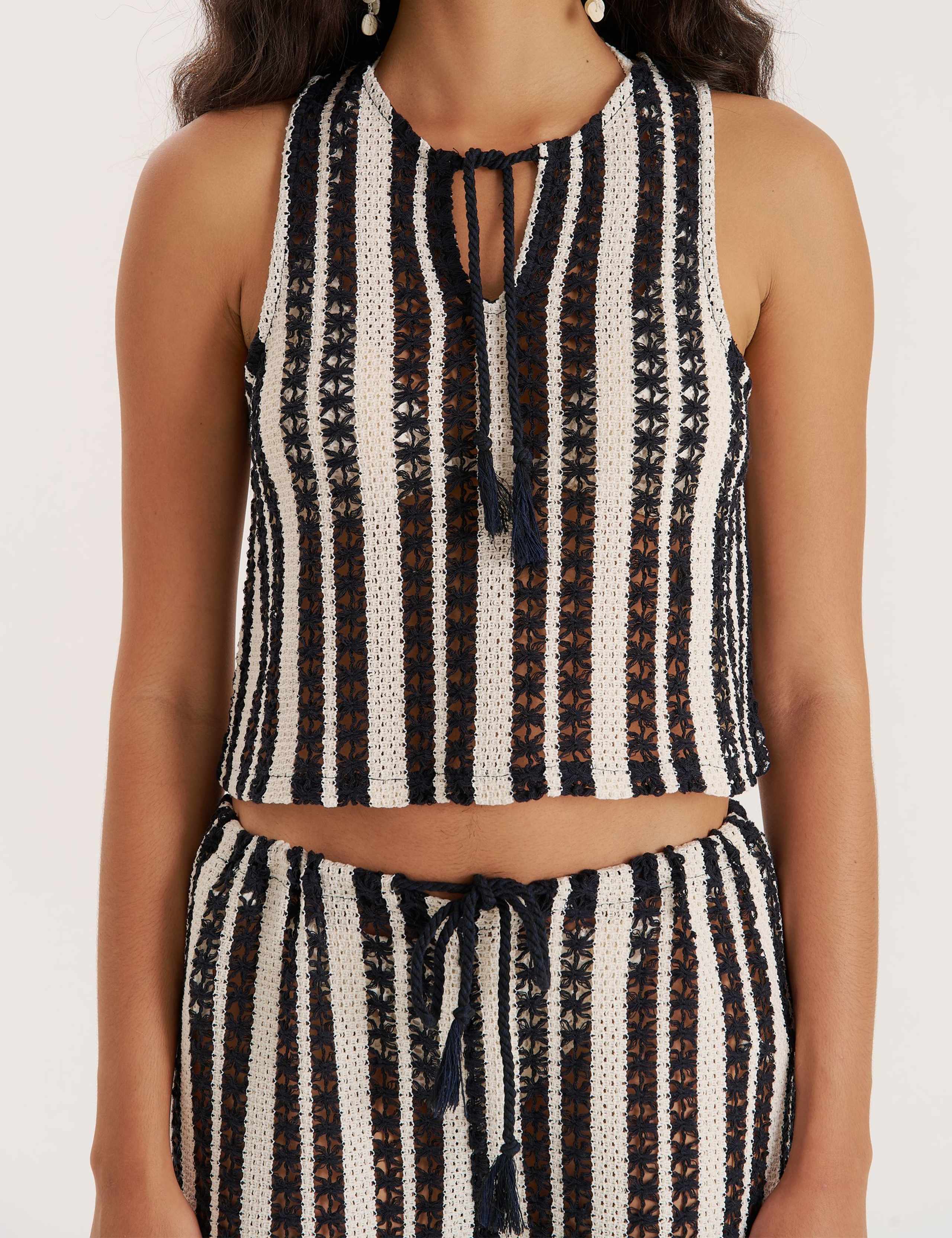 Calista Cotton Rich Striped Notch Neck Vest 5 of 5
