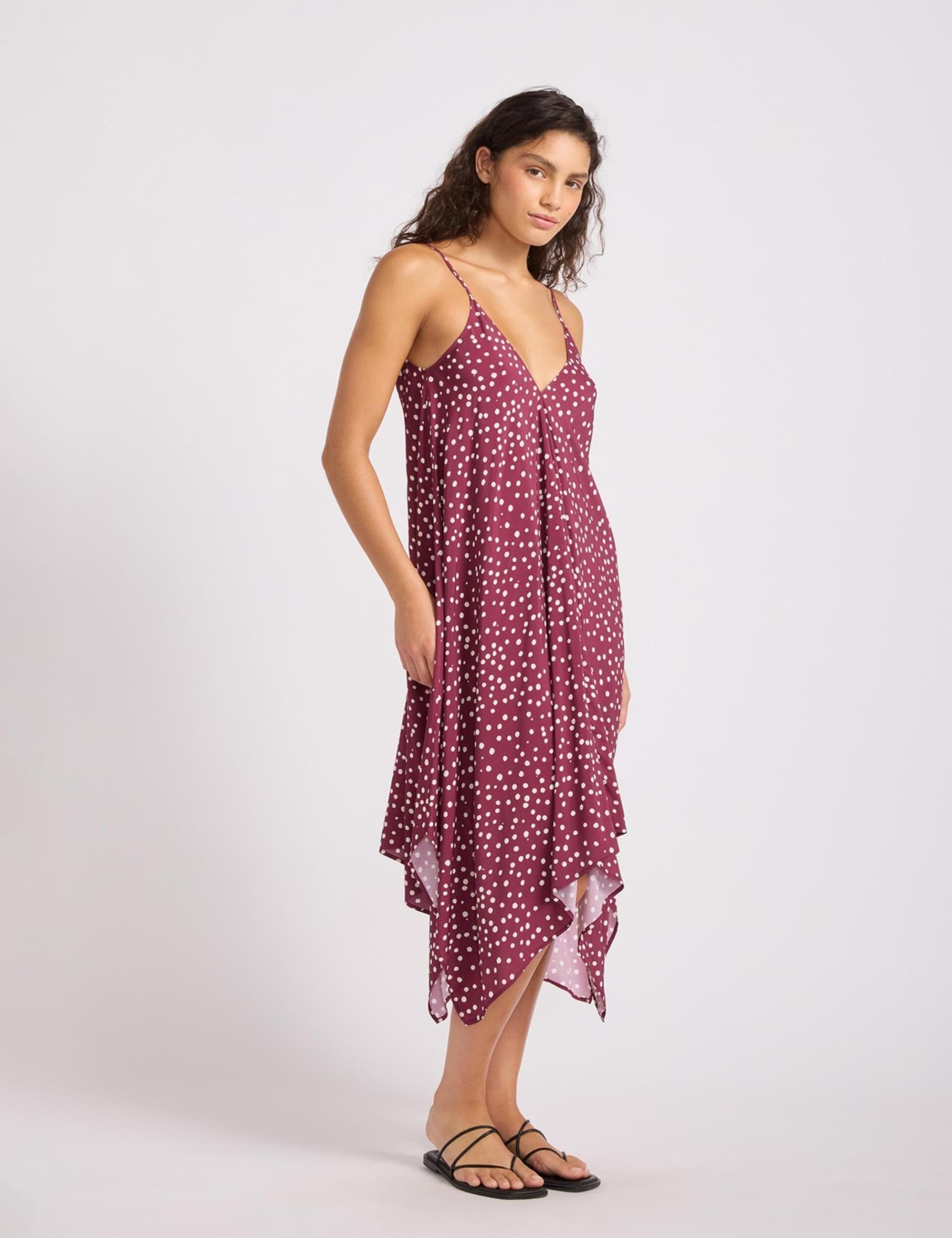 Spot Print V-Neck Midi Beach Dress 2 of 4