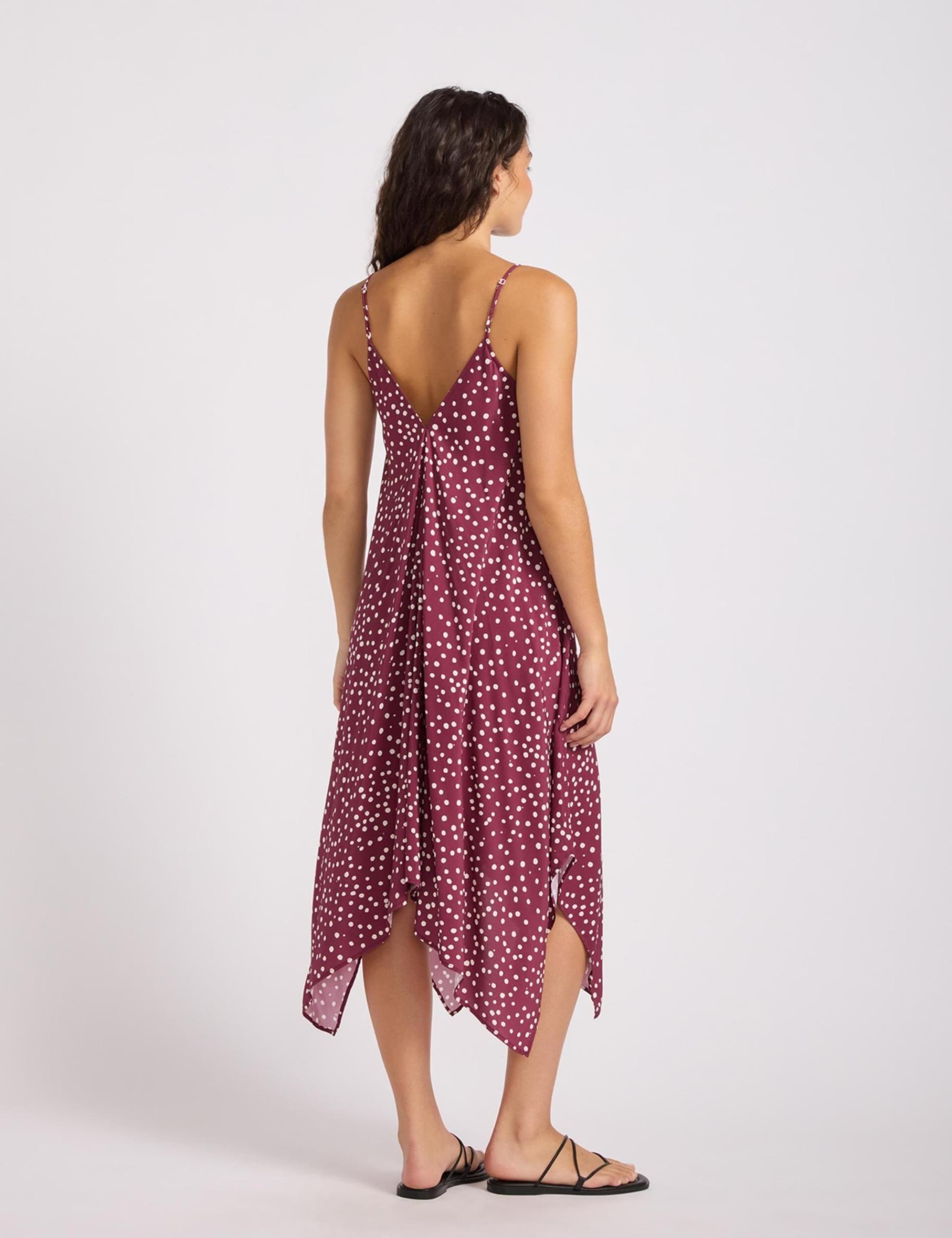 Spot Print V-Neck Midi Beach Dress 3 of 4