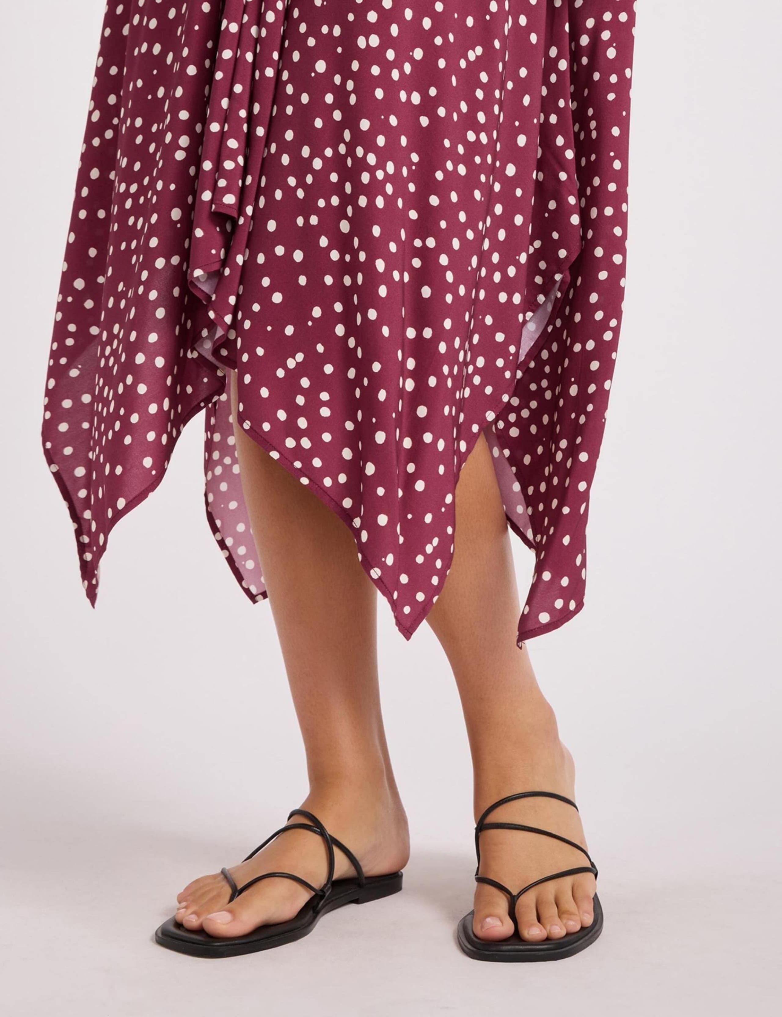 Spot Print V-Neck Midi Beach Dress 4 of 4