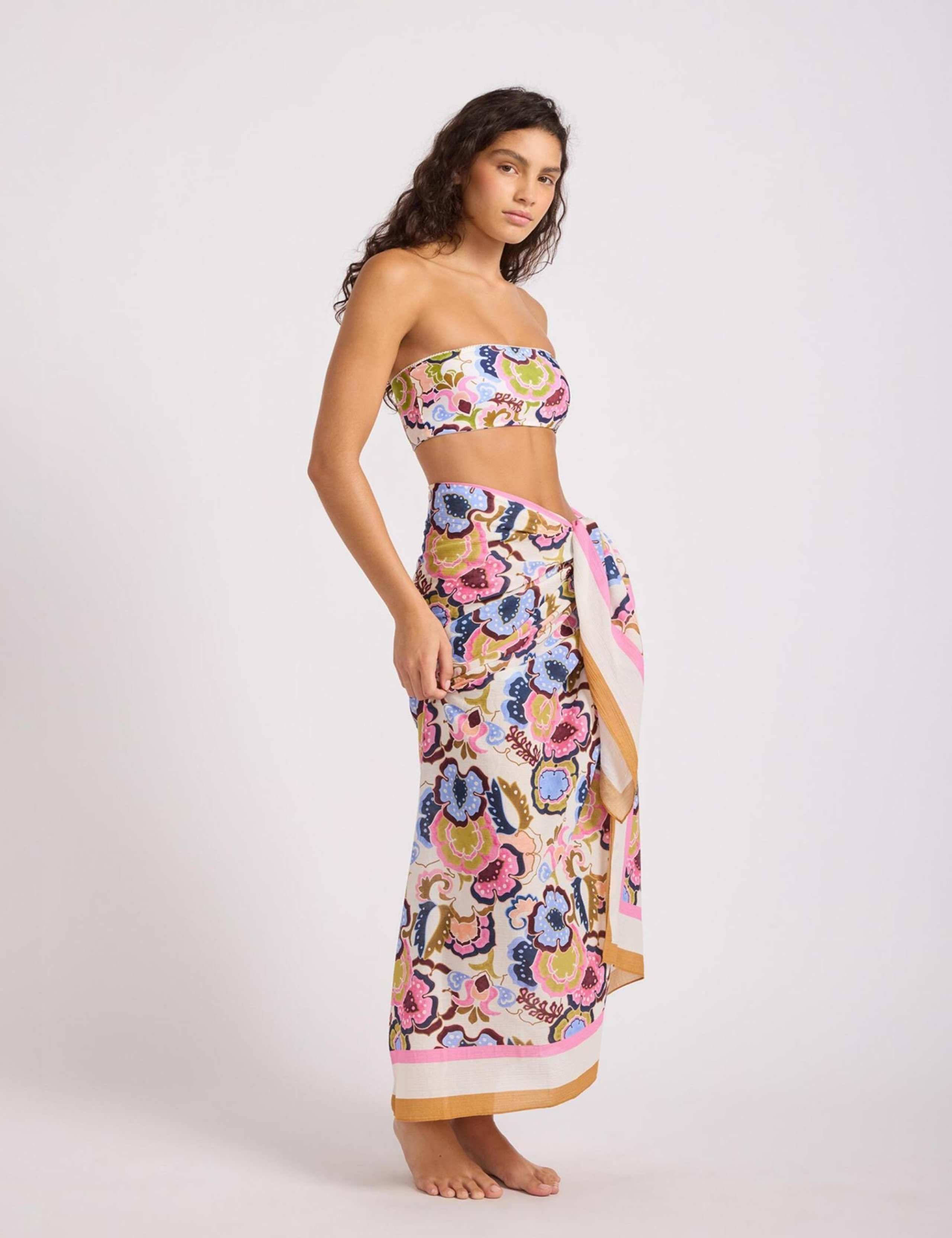 Sea Blossom Pure Cotton Floral Sarong 2 of 4