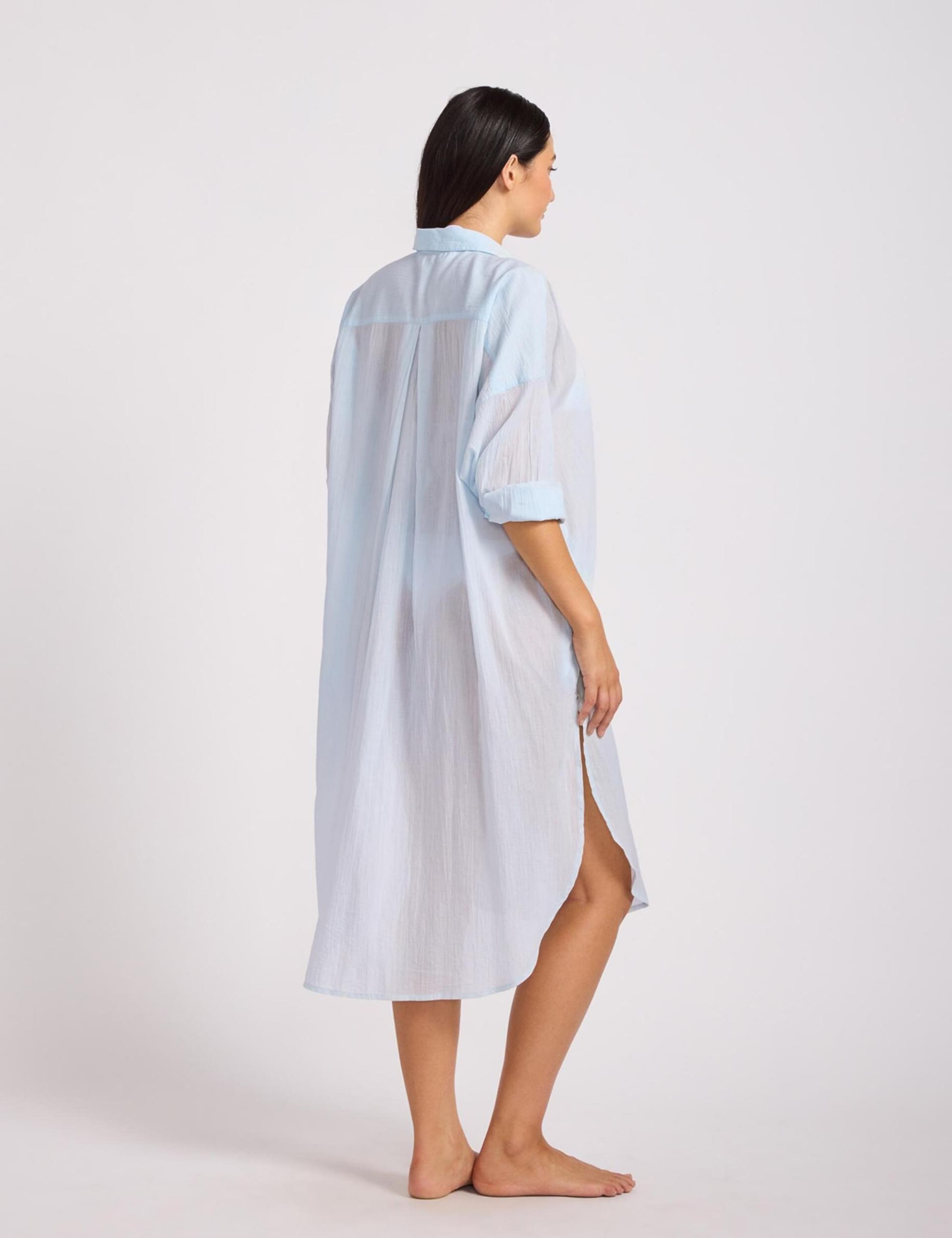 Pure Cotton Textured Beach Cover Up Shirt 3 of 4