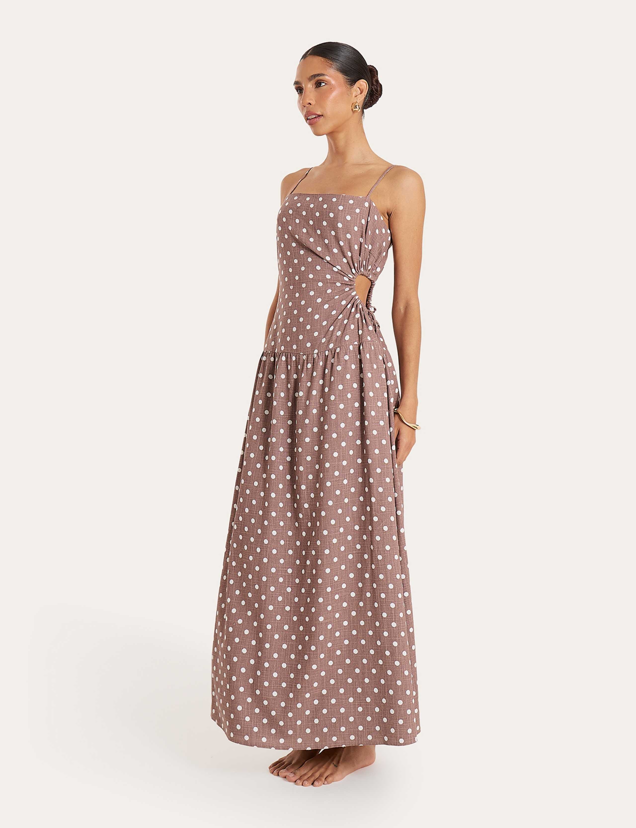 Polka Dot Strappy Maxi Drop Waist Dress 2 of 11