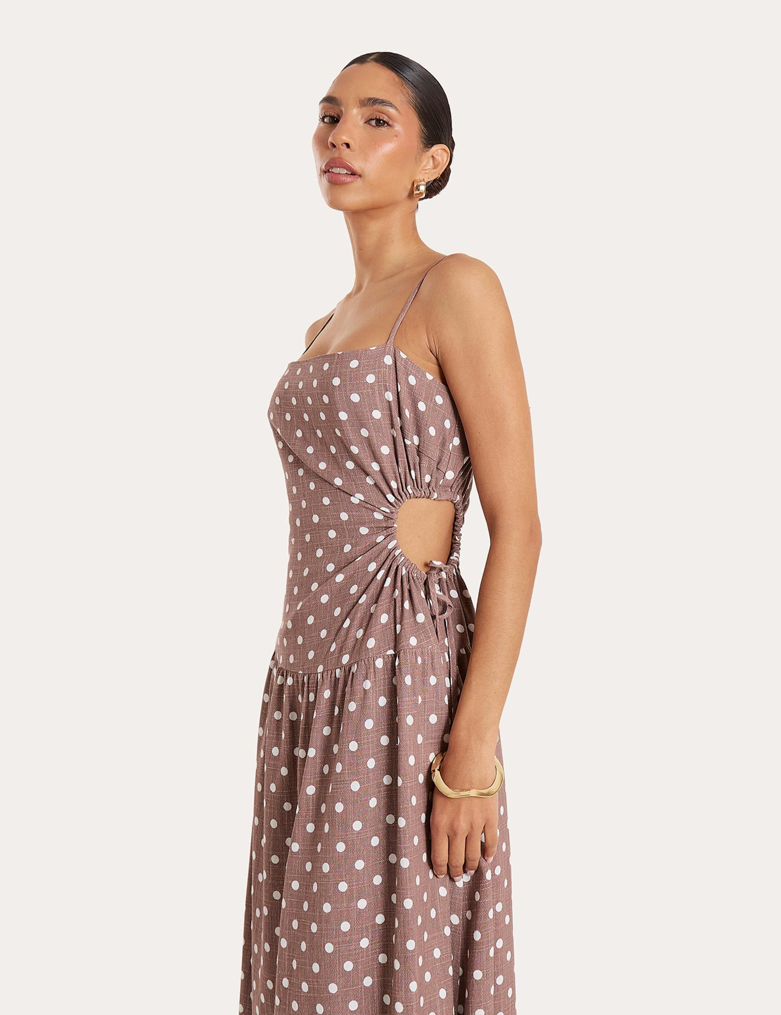 Polka Dot Strappy Maxi Drop Waist Dress 3 of 11