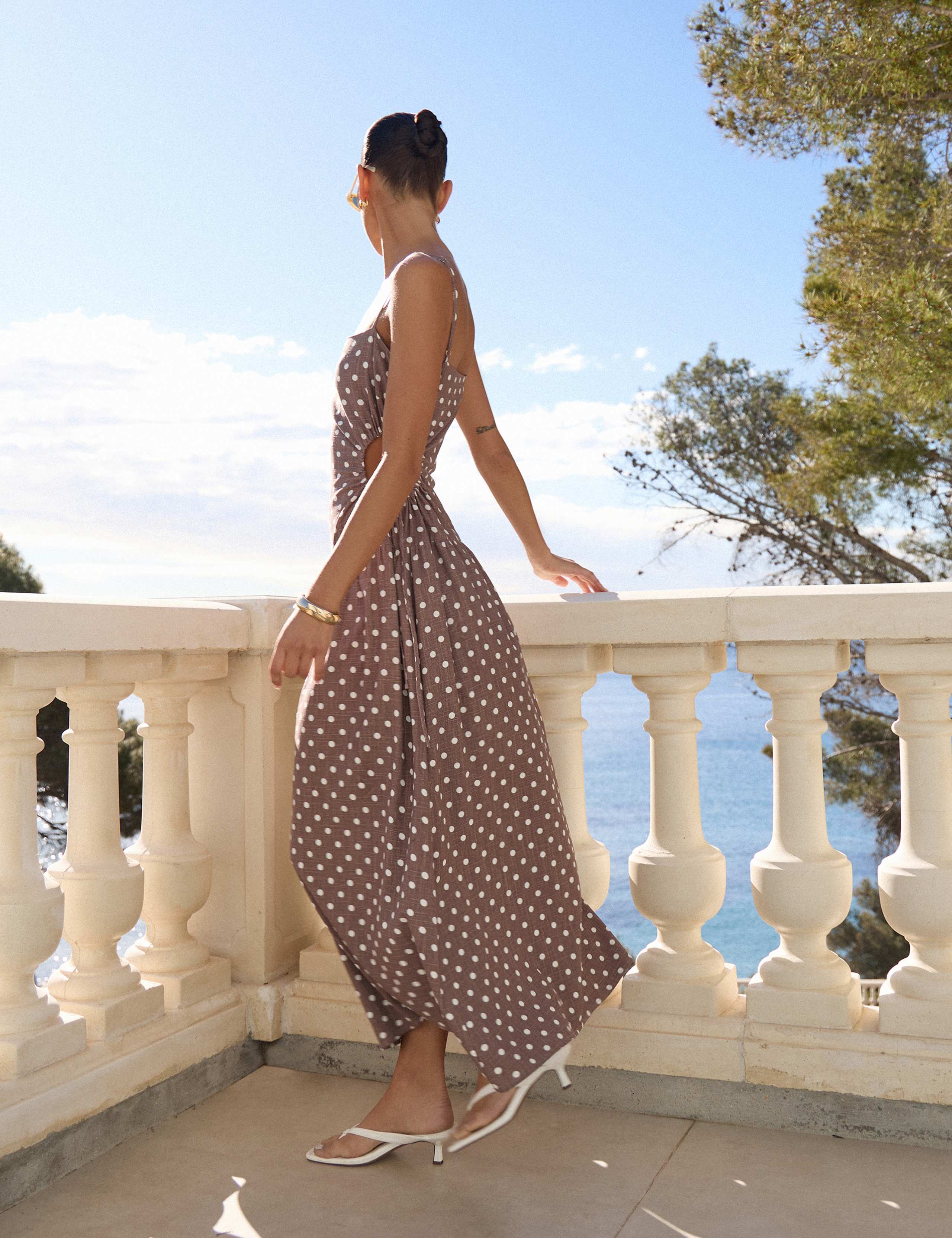 Polka Dot Strappy Maxi Drop Waist Dress 10 of 11