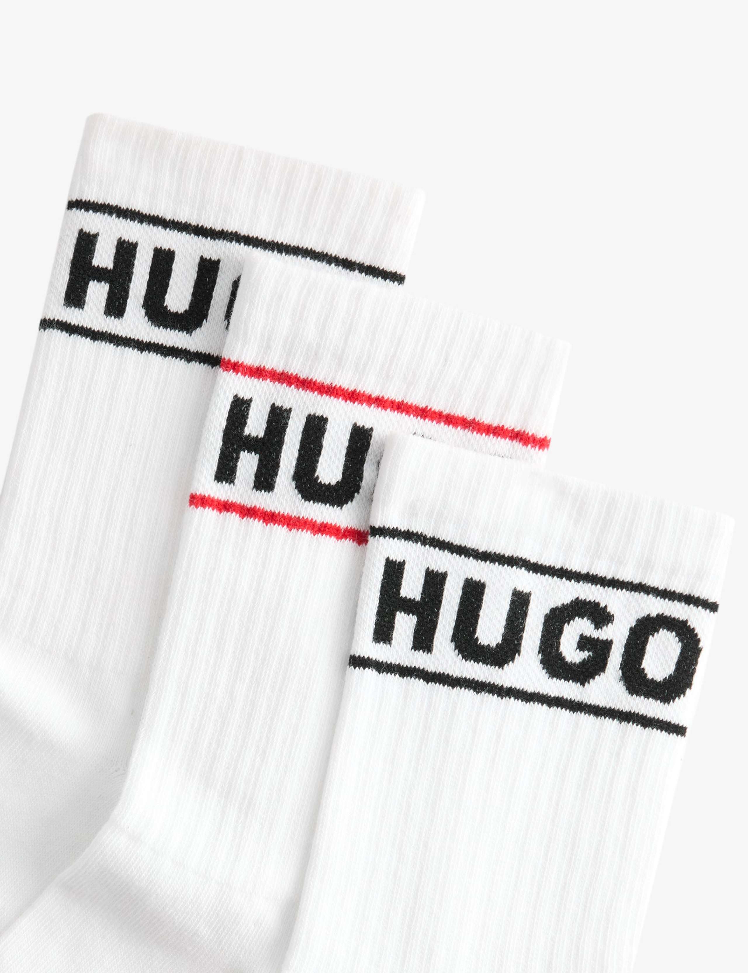 3 Pack Cotton Rich Logo Ribbed Ankle Socks 3 of 3