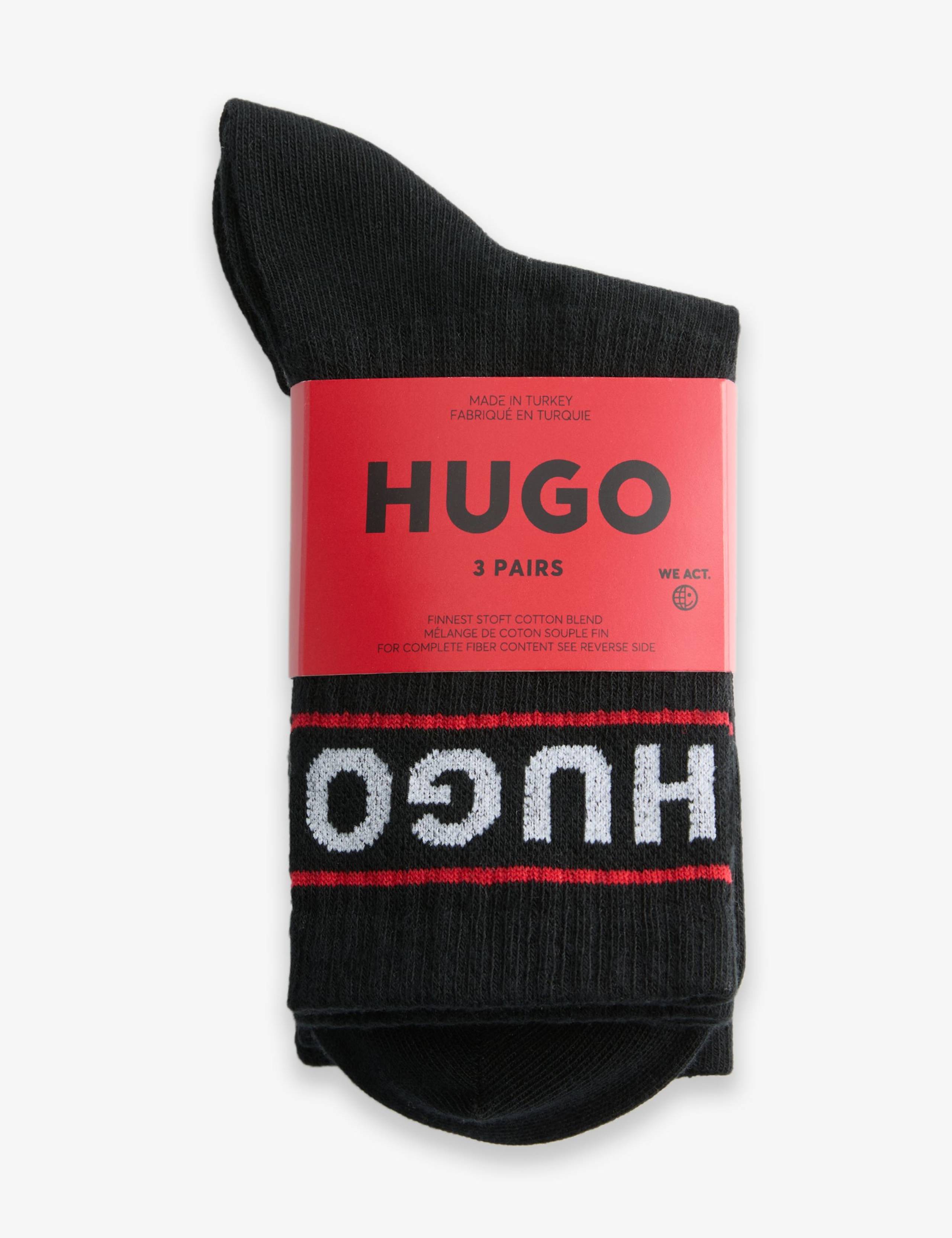 3 Pack Cotton Rich Logo Ribbed Ankle Socks 2 of 3