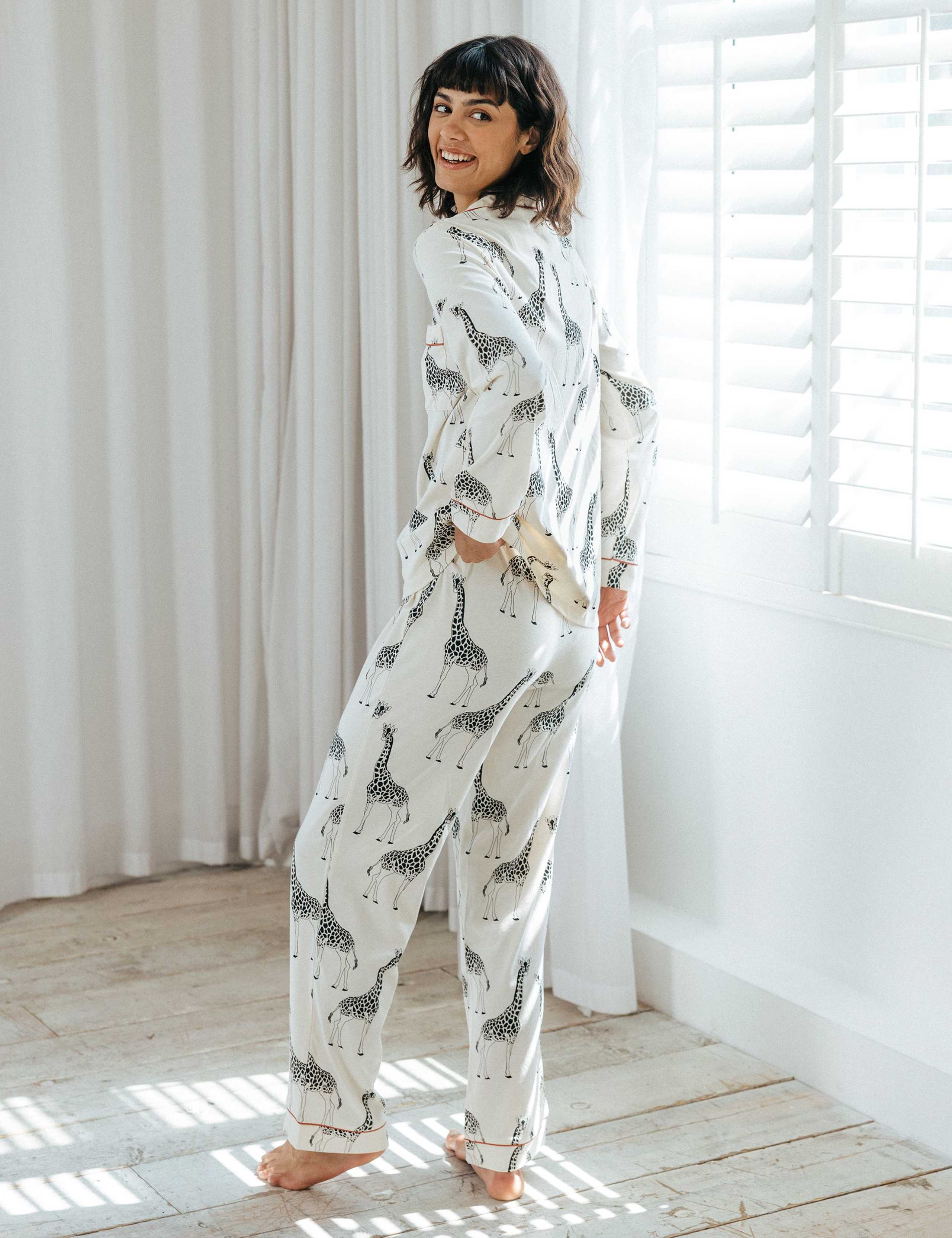 Cotton Rich Giraffe Print Revere Pyjama Set 2 of 5