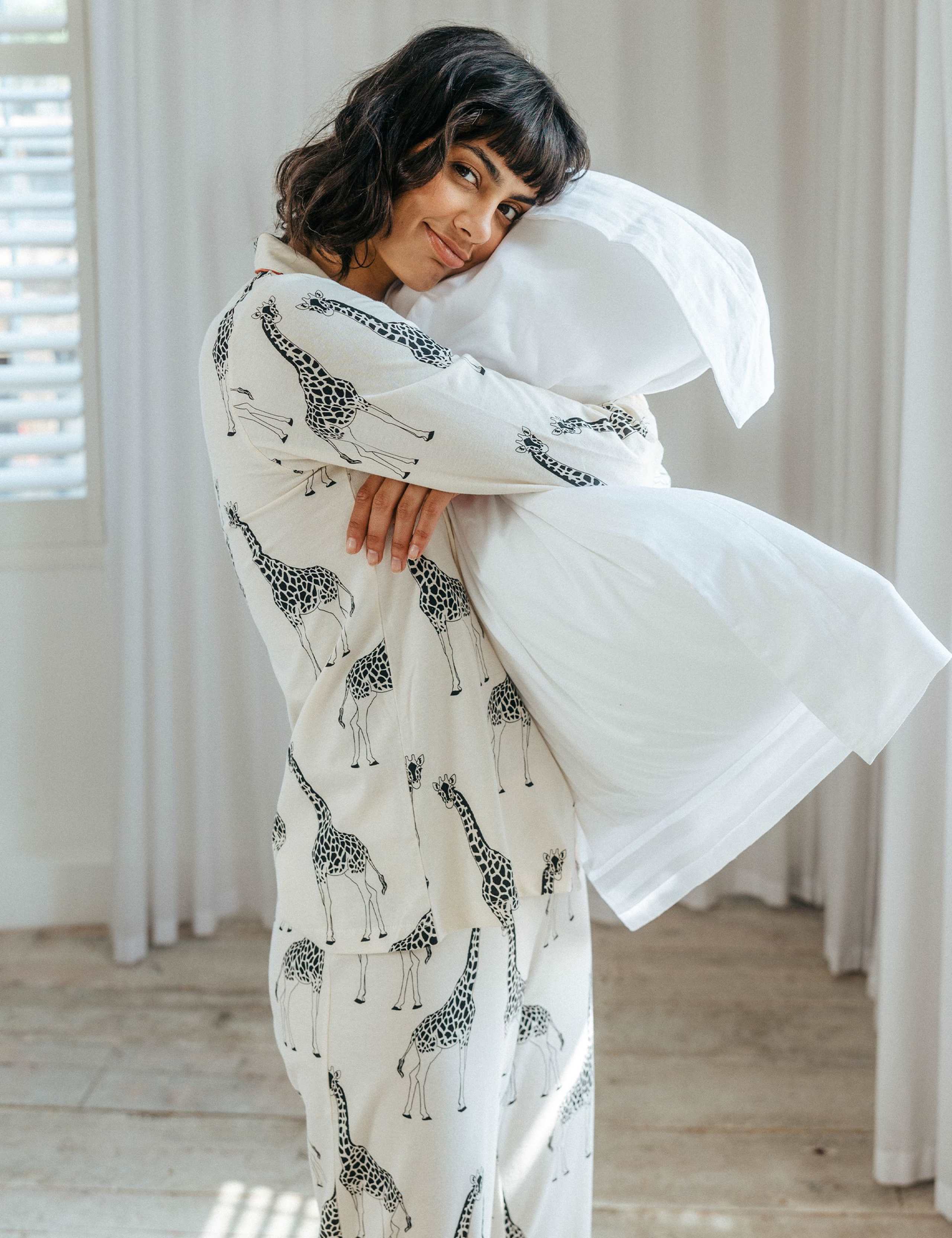 Cotton Rich Giraffe Print Revere Pyjama Set 3 of 5