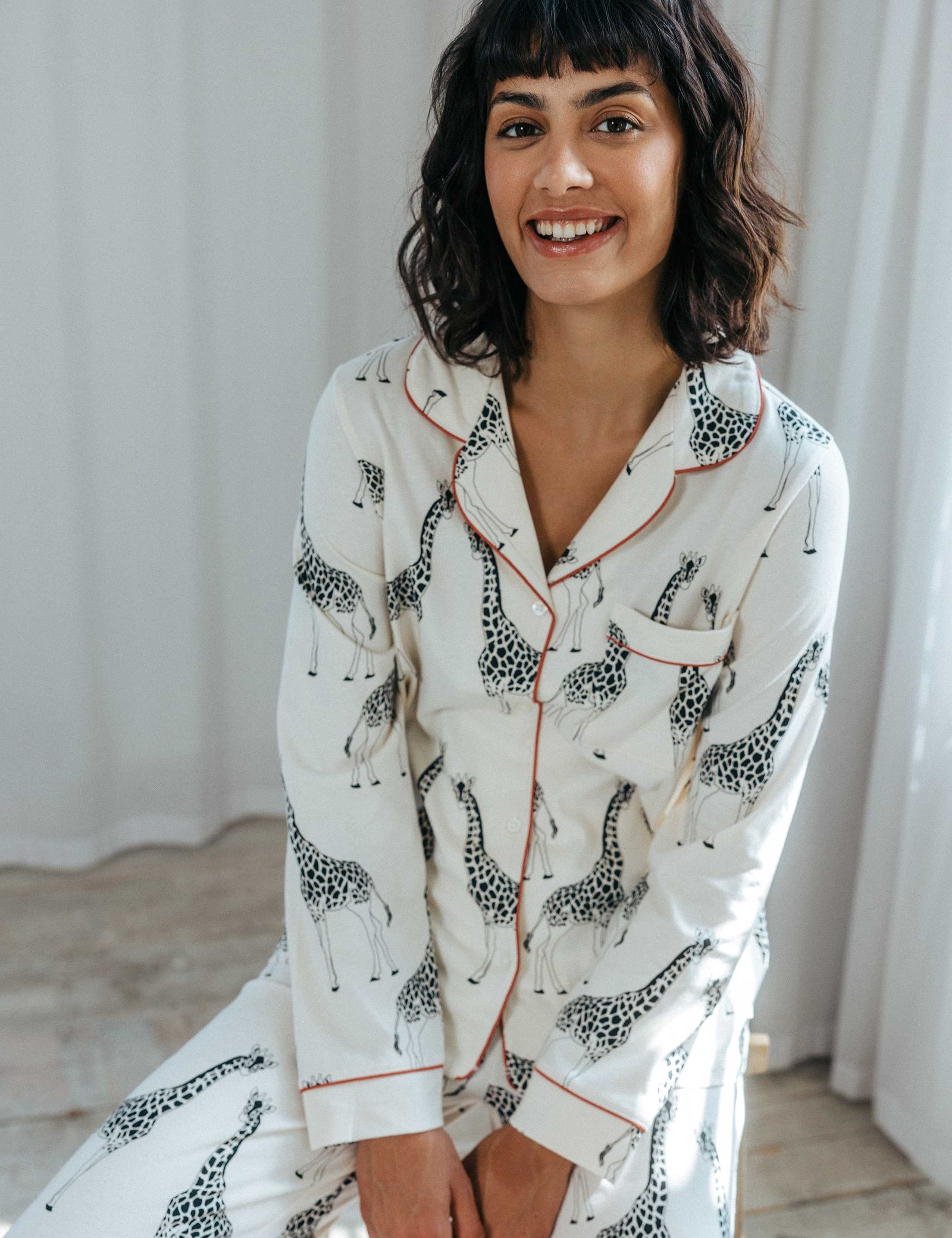 Cotton Rich Giraffe Print Revere Pyjama Set 4 of 5