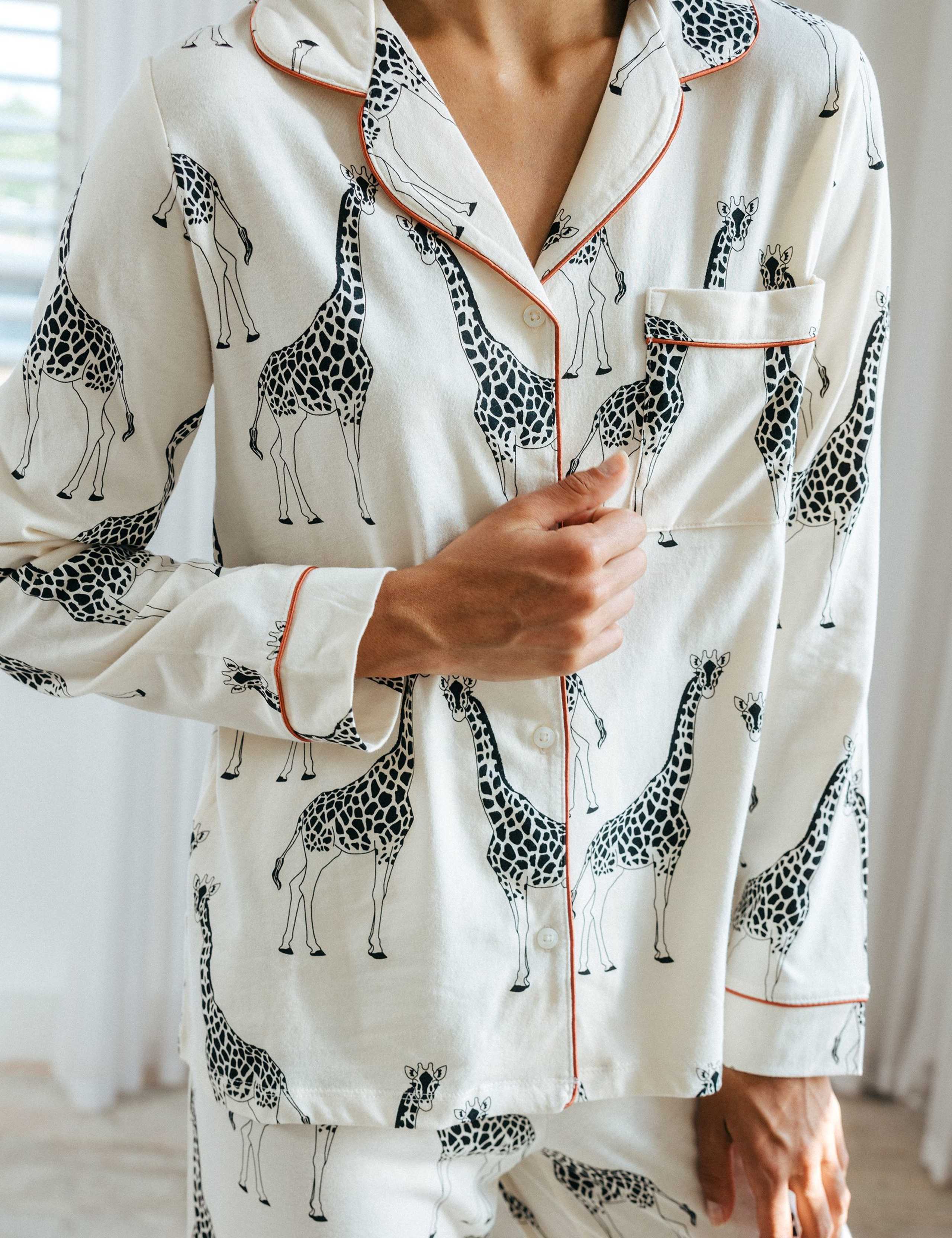 Cotton Rich Giraffe Print Revere Pyjama Set 5 of 5