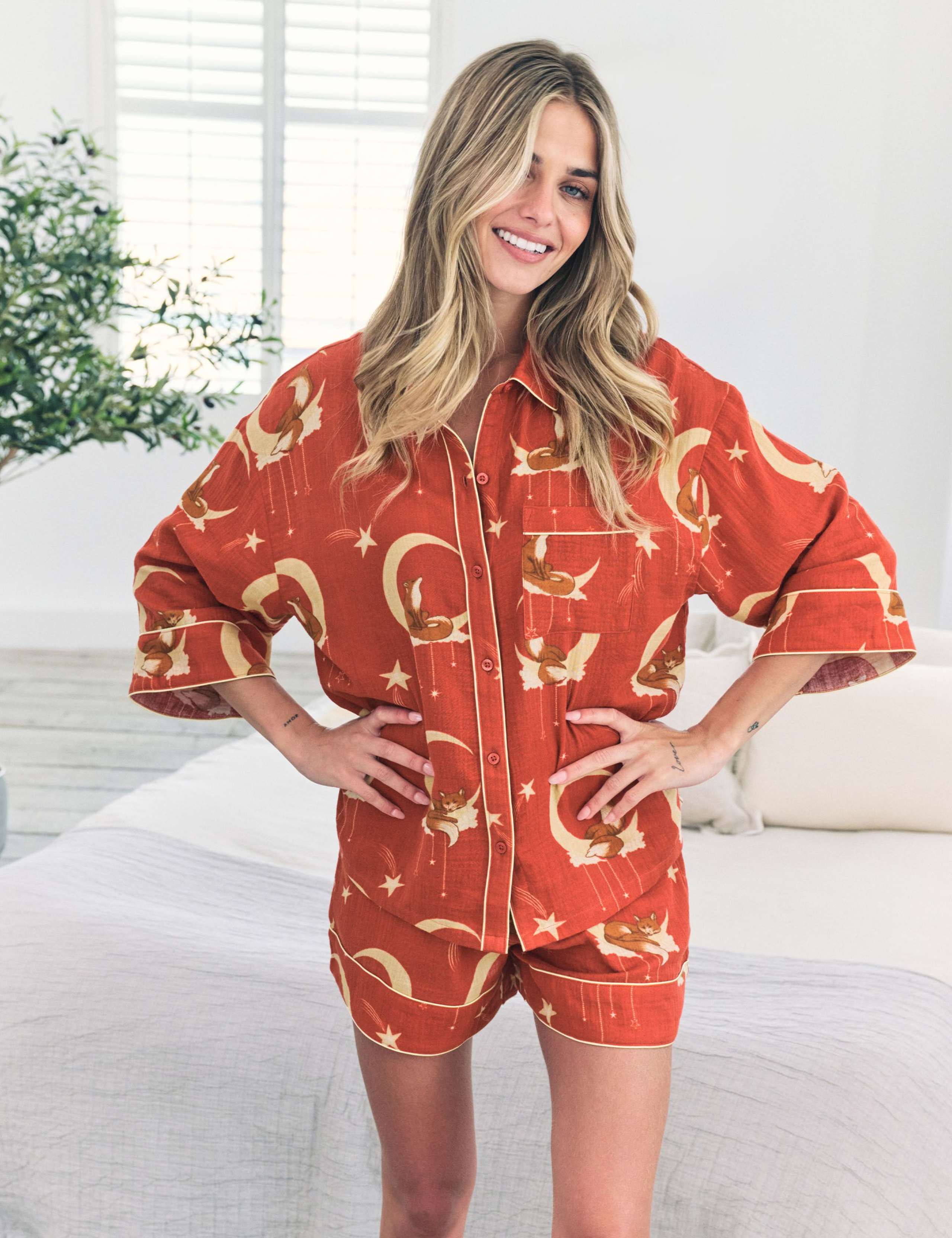 Pure Cotton Fox & Moon Print Shortie Set 3 of 7