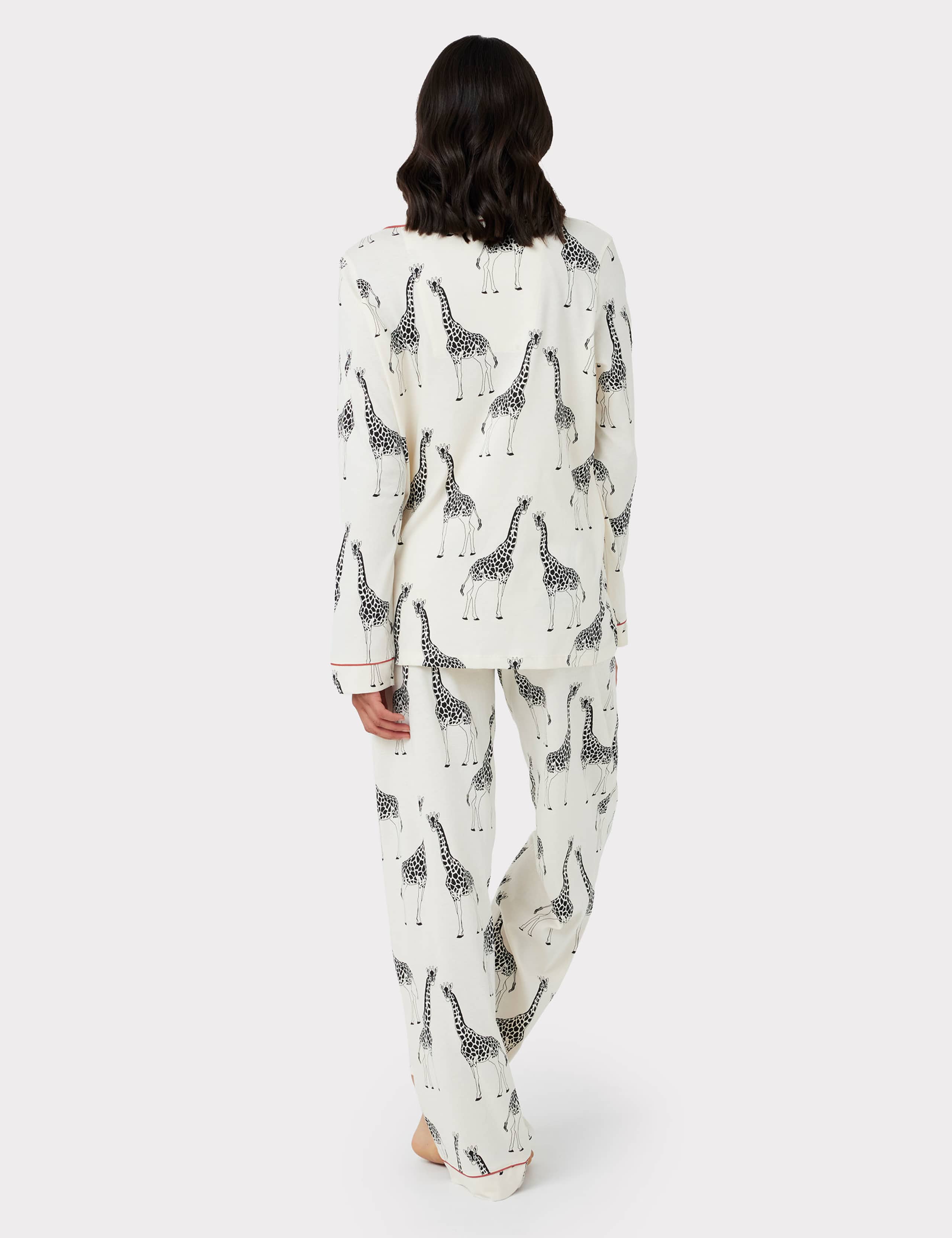 Maternity Cotton Rich Giraffe Print Long Pyjama Set - White 6 of 6
