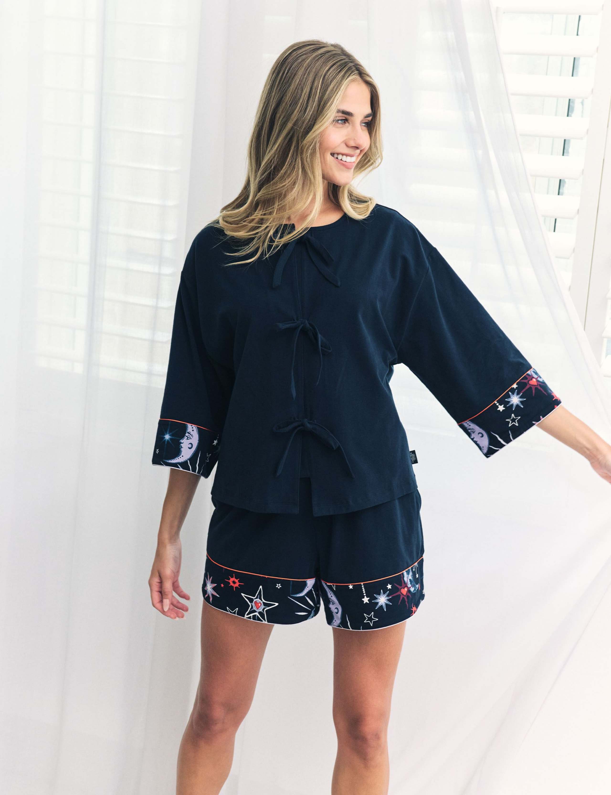 Cotton Rich Moon Print Tie Front Shortie Set 2 of 7